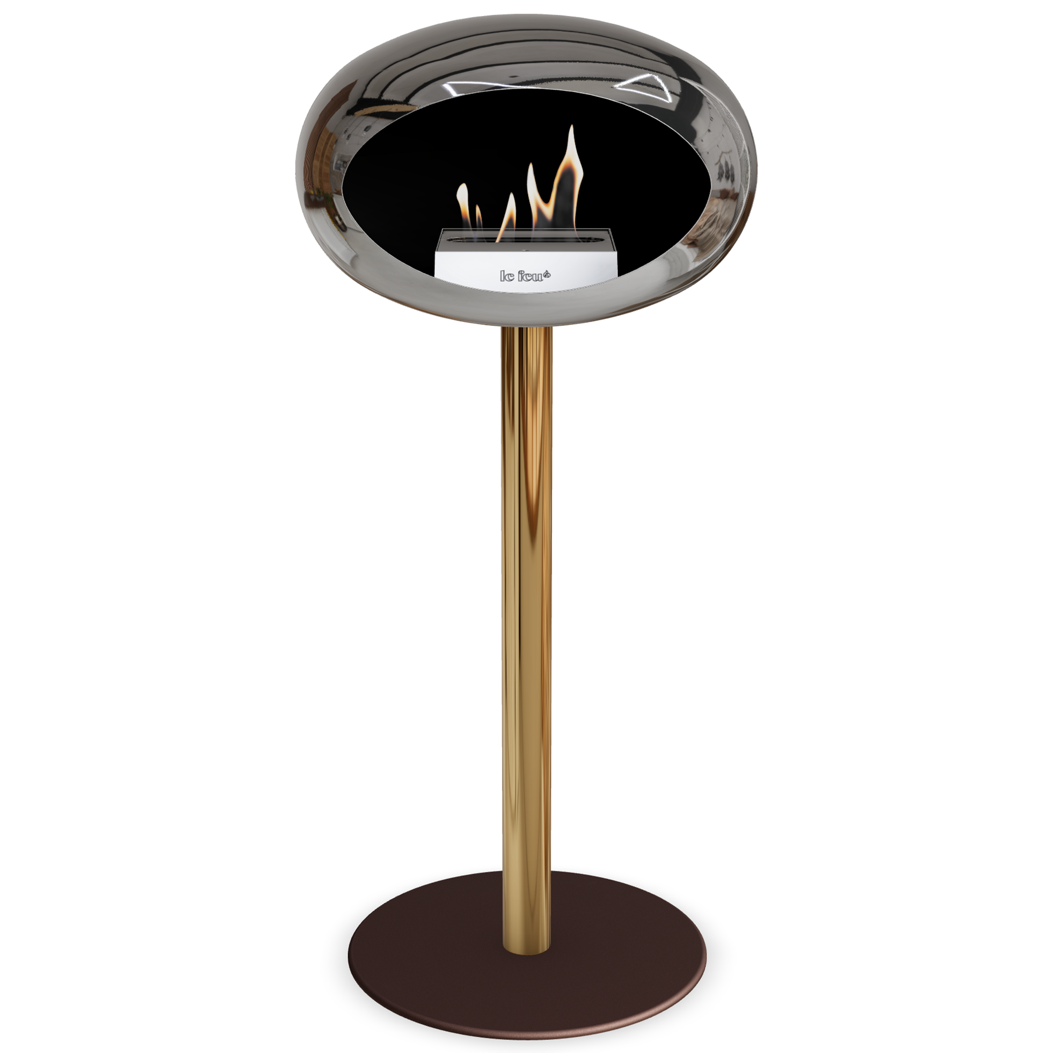 Ground Steel High Chromed Silver Bio Fireplace with Steel Burner