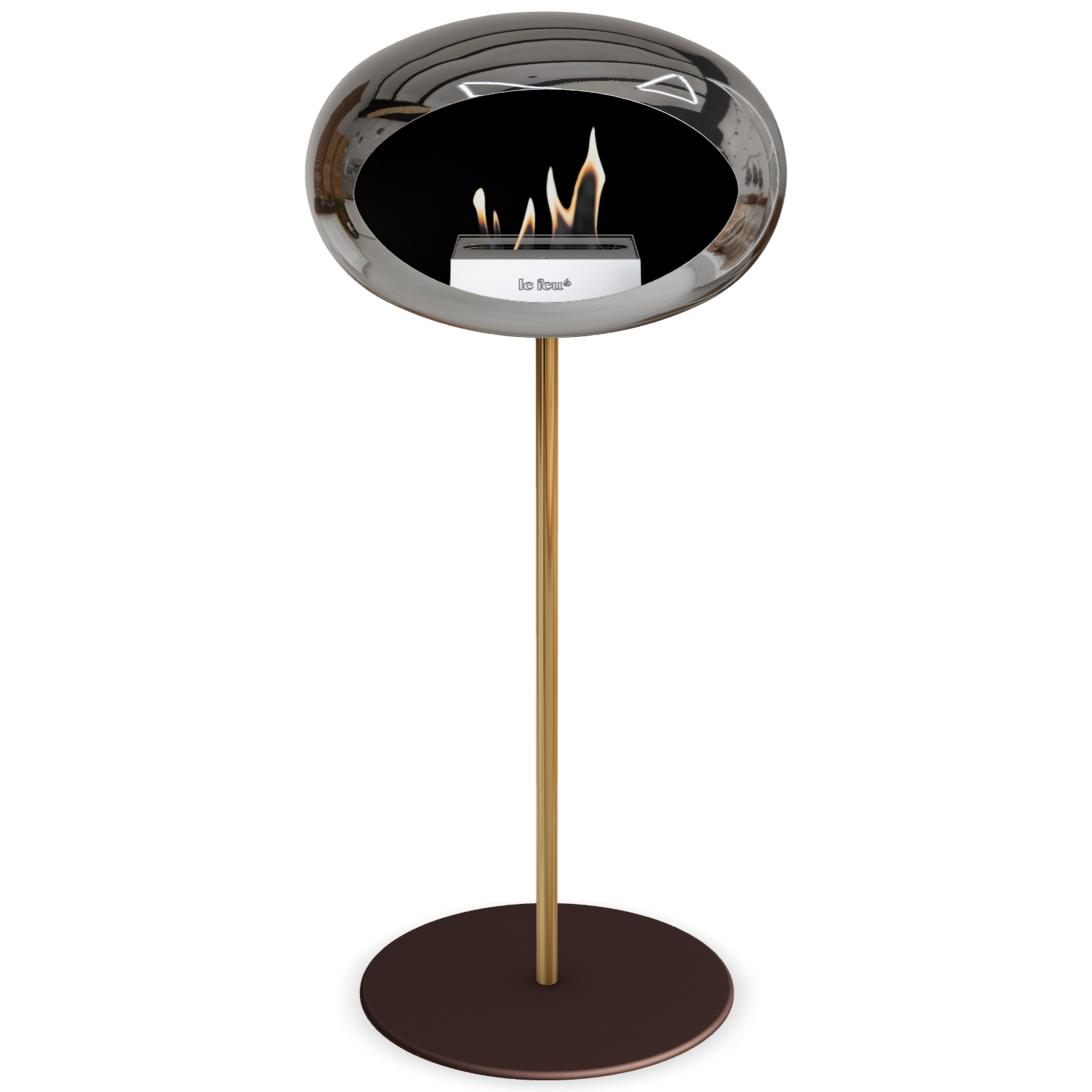 Ground Steel High Chromed Silver Bio Fireplace with Steel Burner