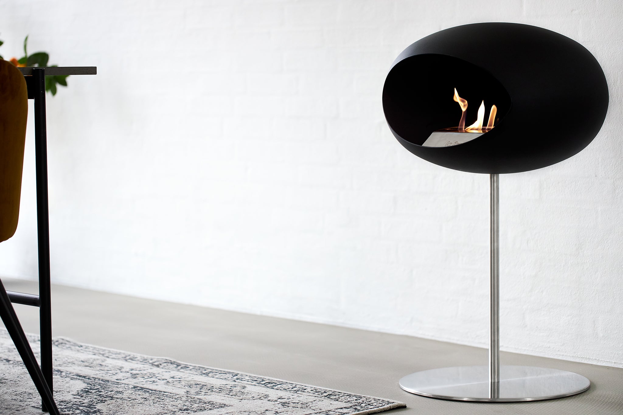 Ground Steel Low Black Bio Fireplace