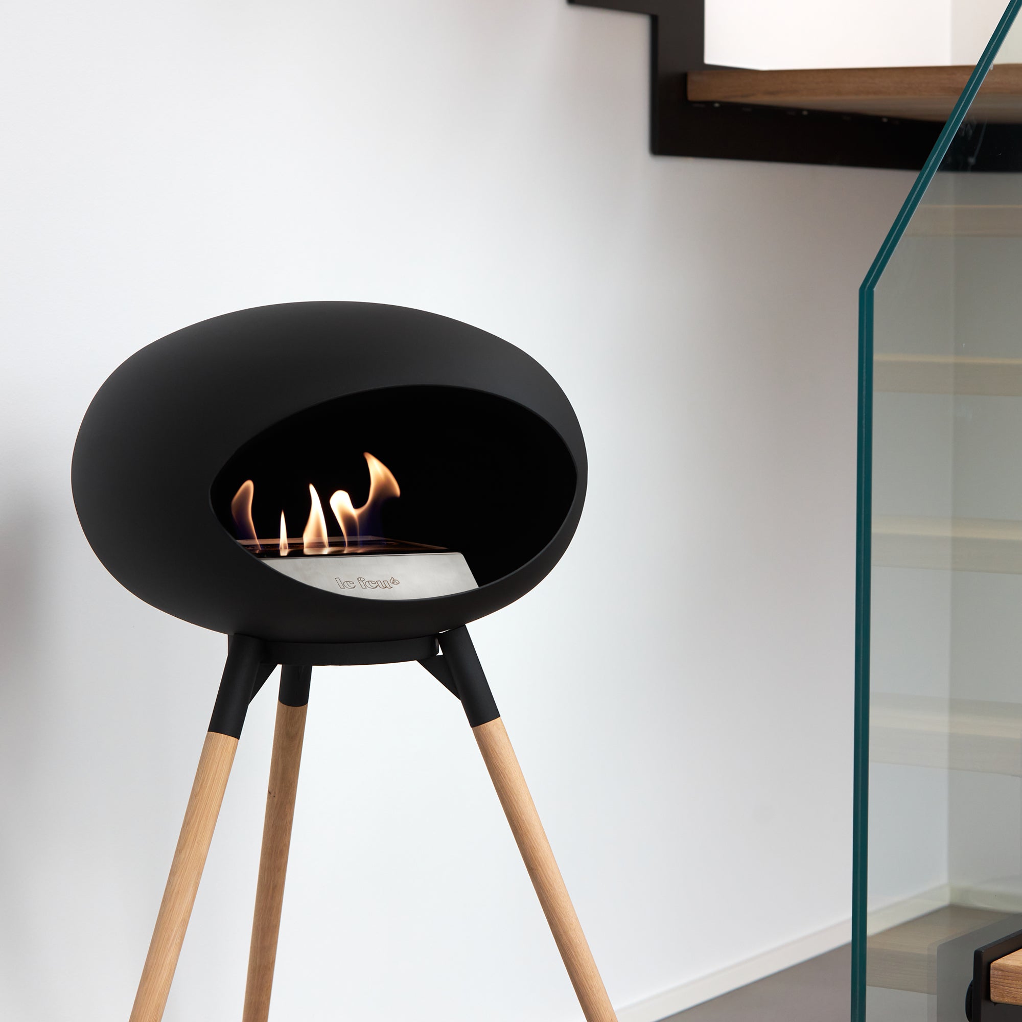 Ground Wood High Black Bio Fireplace