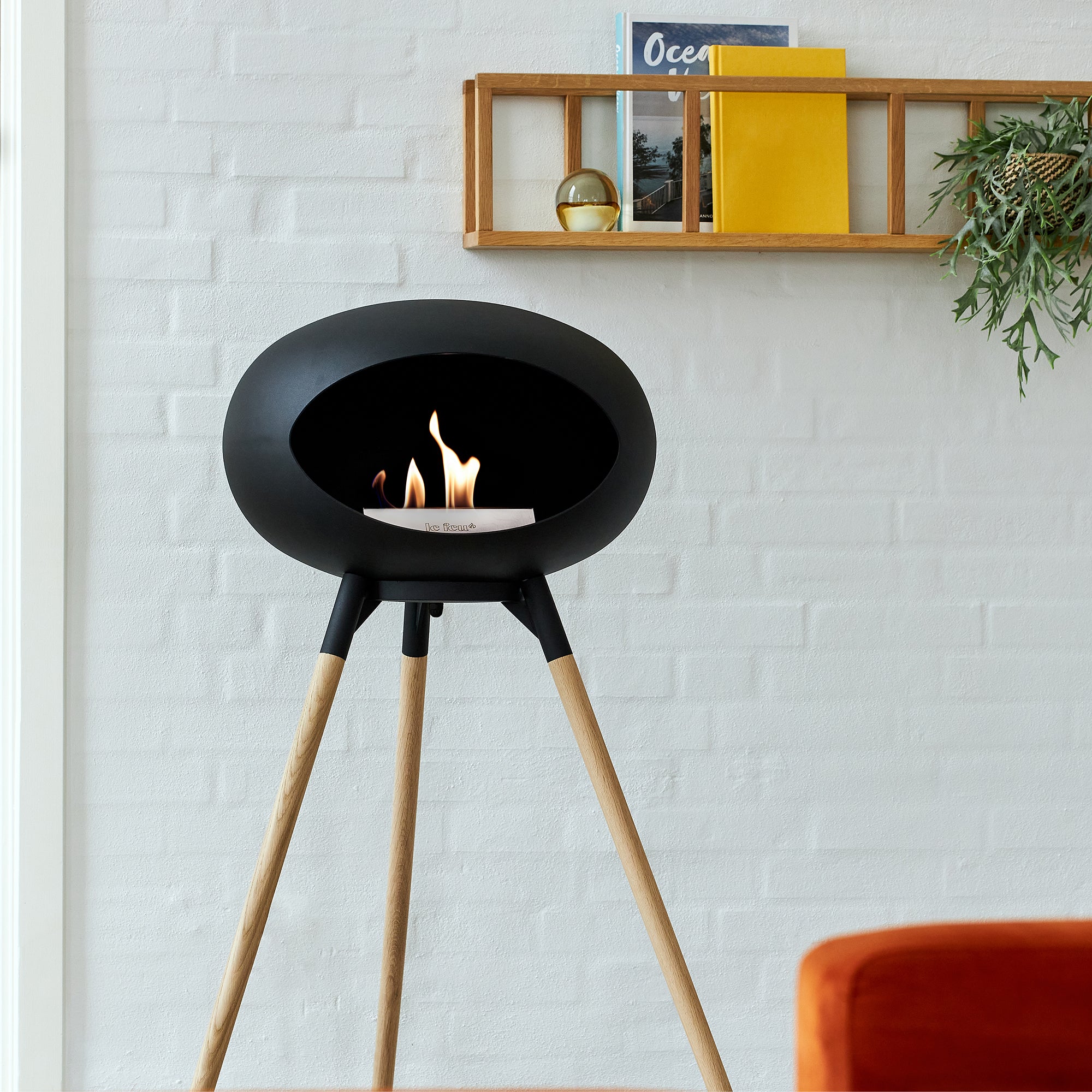 Ground Wood High Black Bio Fireplace