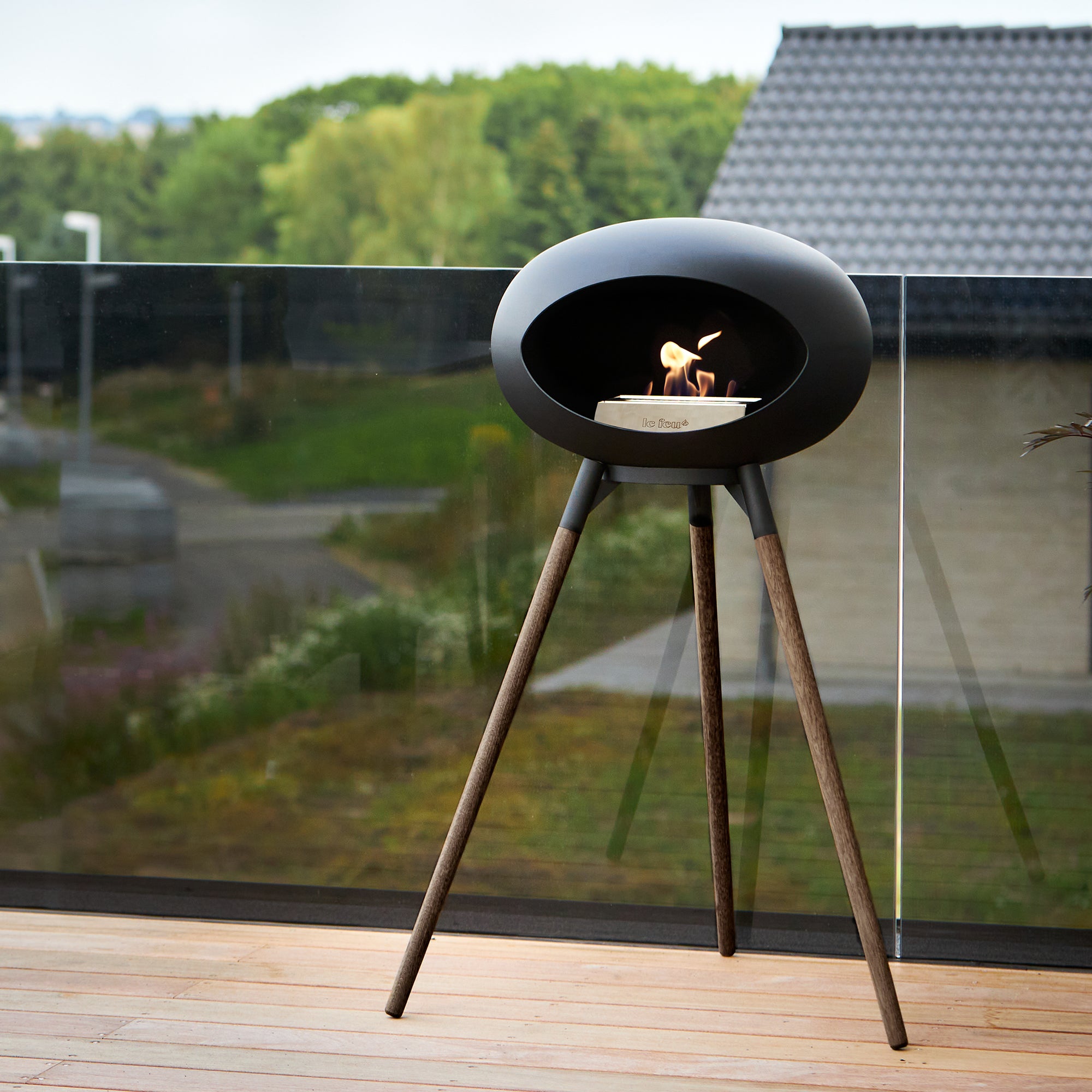Ground Wood High White Bio Fireplace