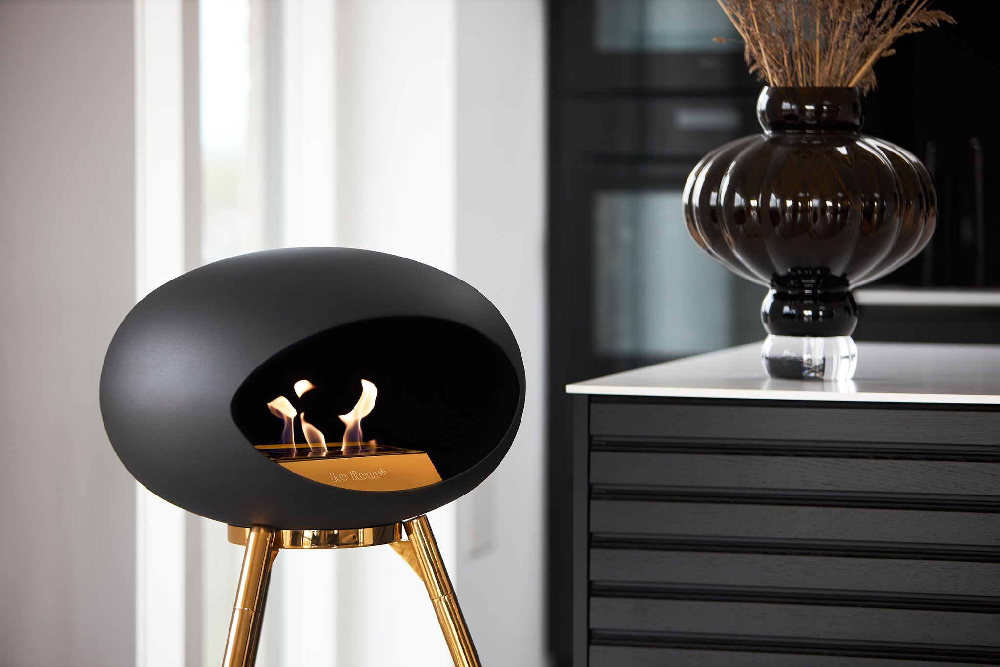 Ground Wood High Mocca Bio Fireplace