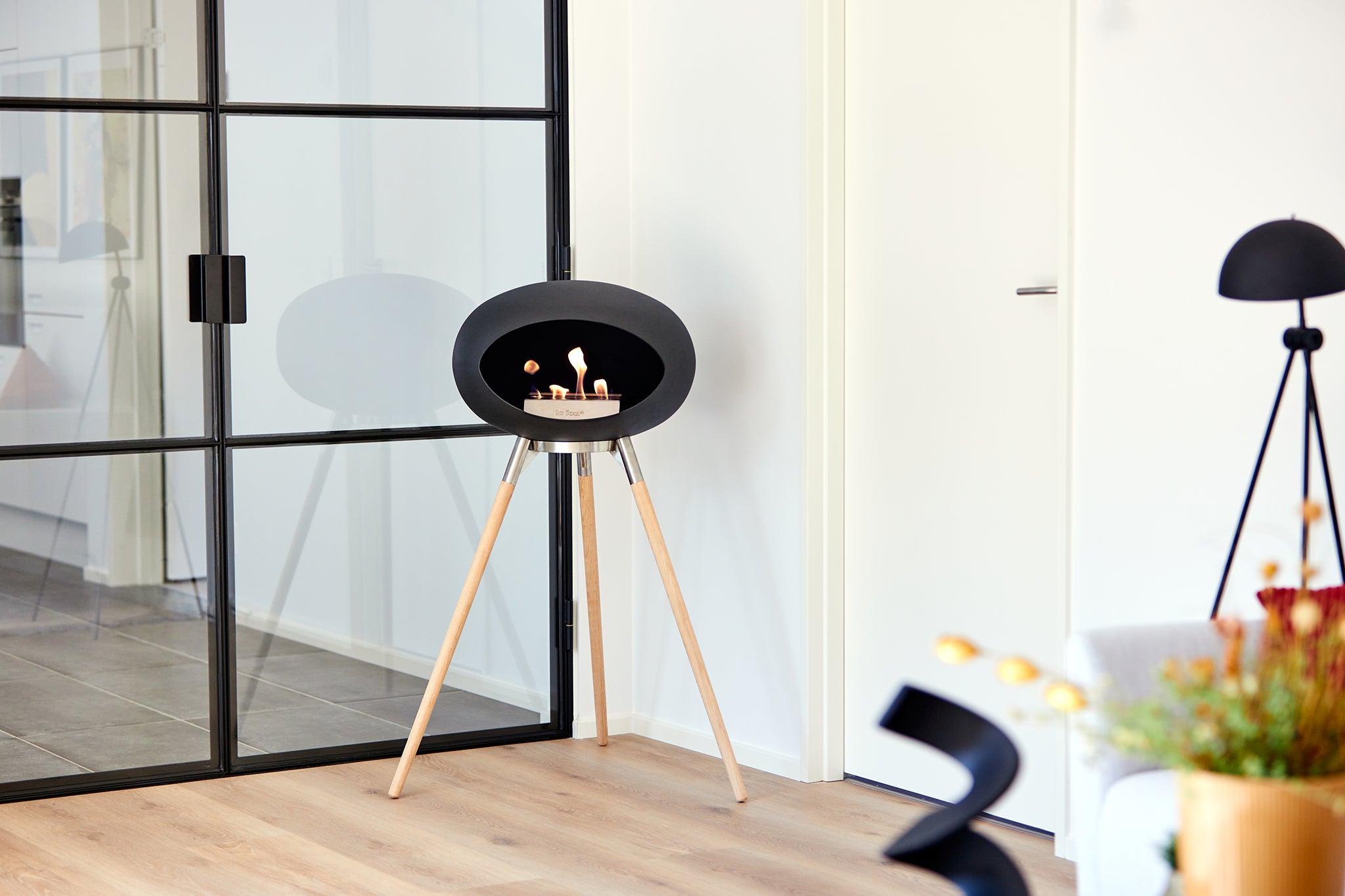 Ground Wood High Black Bio Fireplace