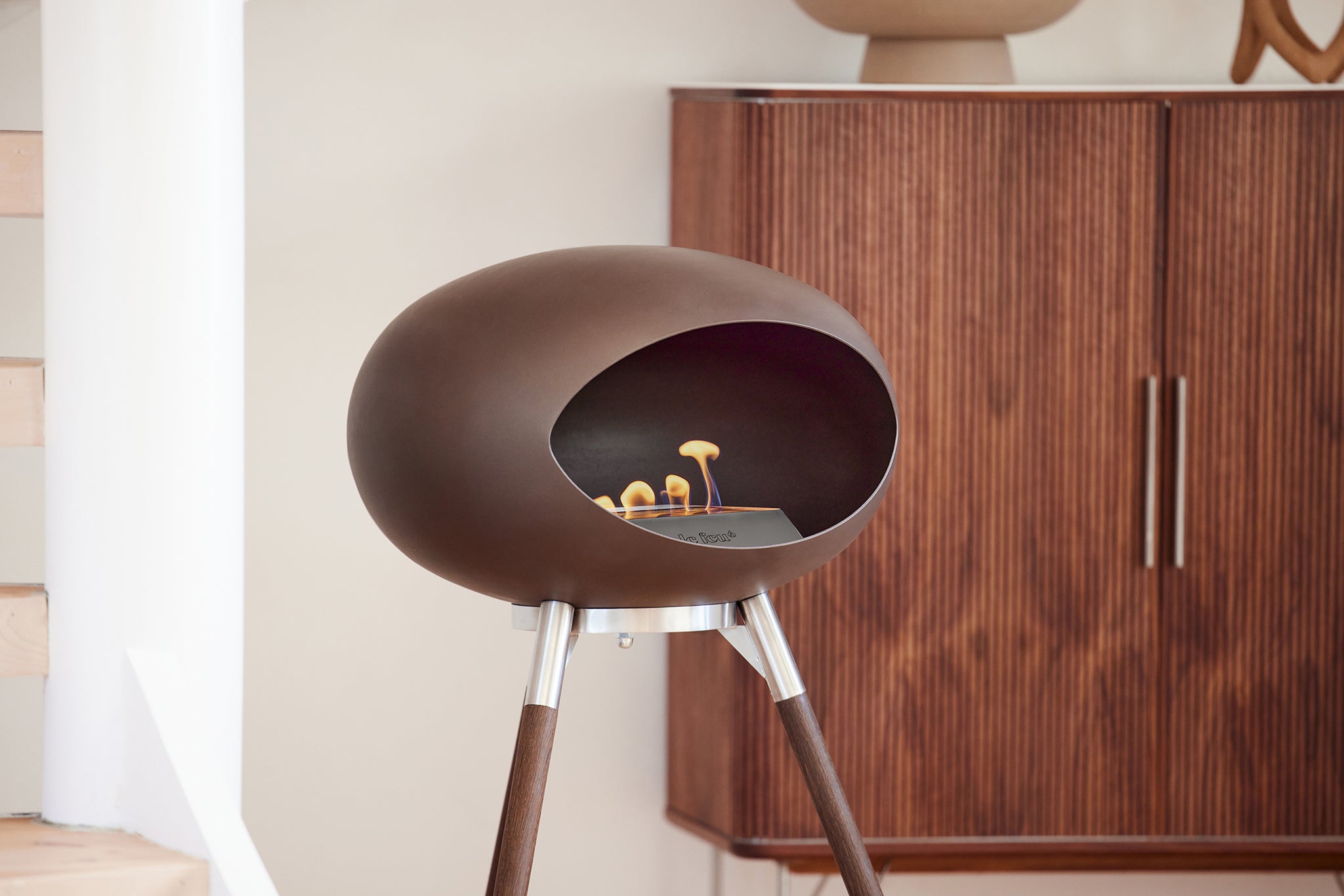 Ground Wood High Mocca Bio Fireplace