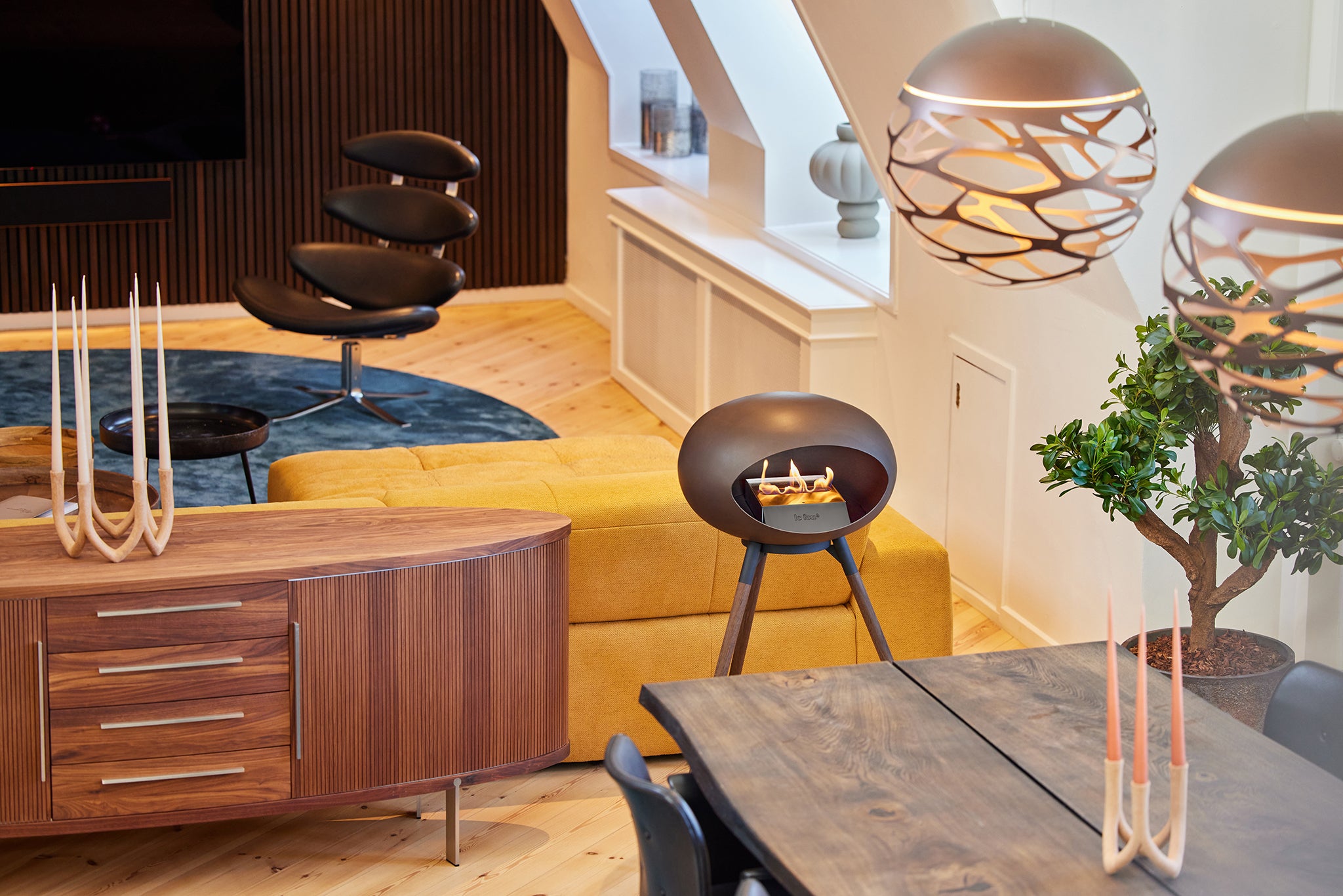 Ground Wood High Mocca Bio Fireplace