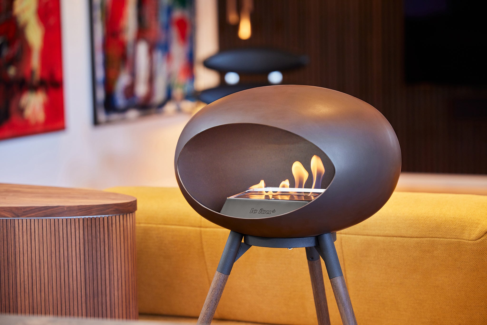 Ground Wood High Mocca Bio Fireplace