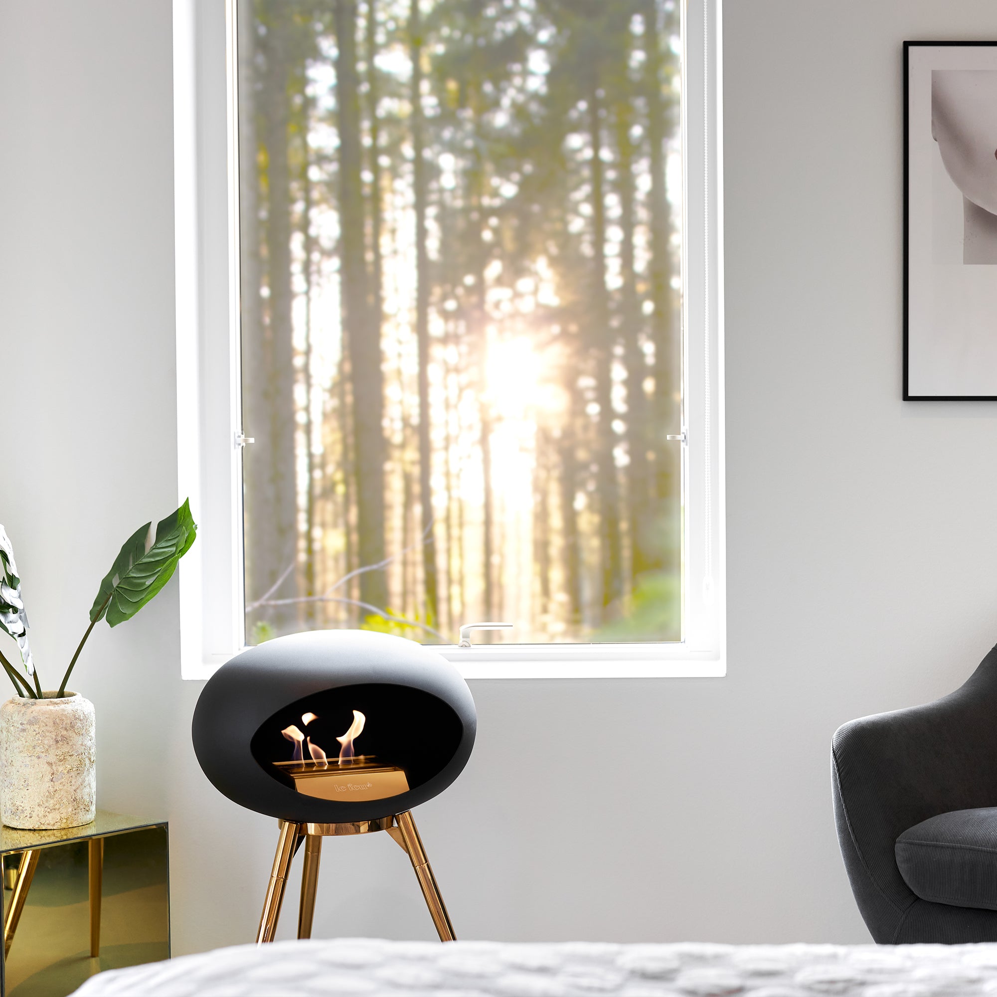 Ground Wood Low Black Bio Fireplace