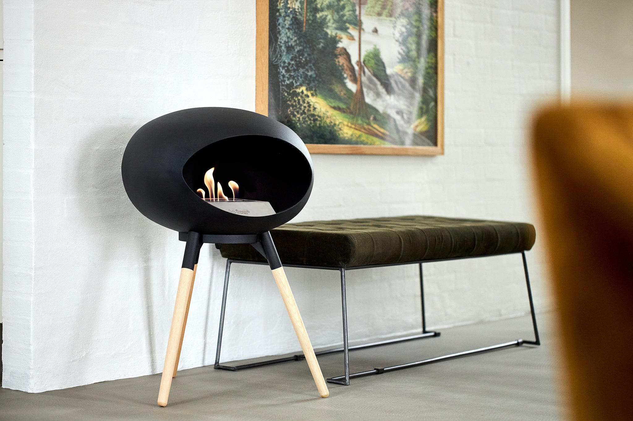 Ground Wood Low Black Bio Fireplace