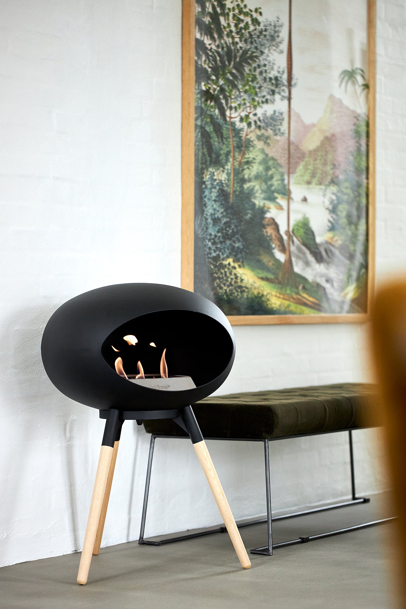 Ground Wood Low Black Bio Fireplace