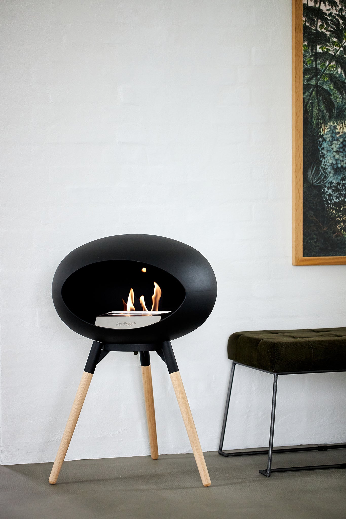 Ground Wood Low Black Bio Fireplace