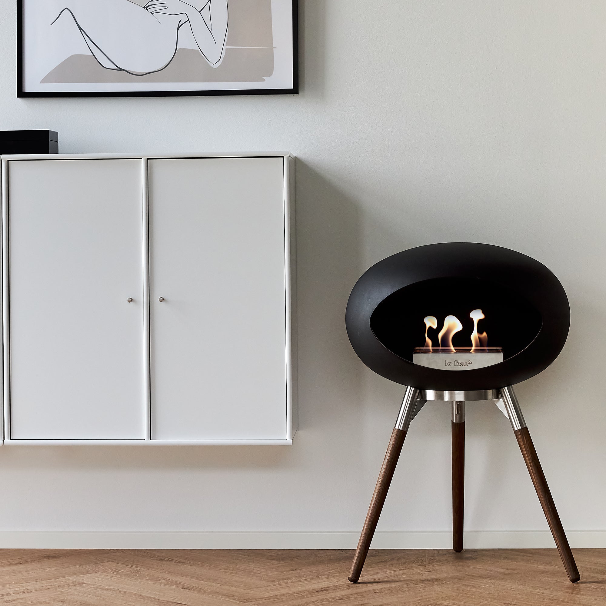 Ground Wood Low Black Bio Fireplace