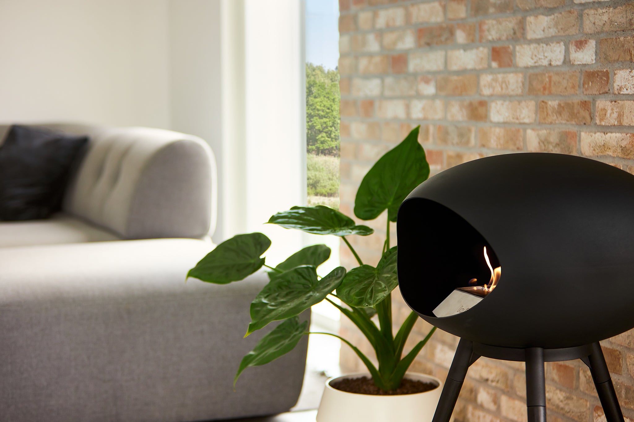 Ground Wood Low Black Bio Fireplace
