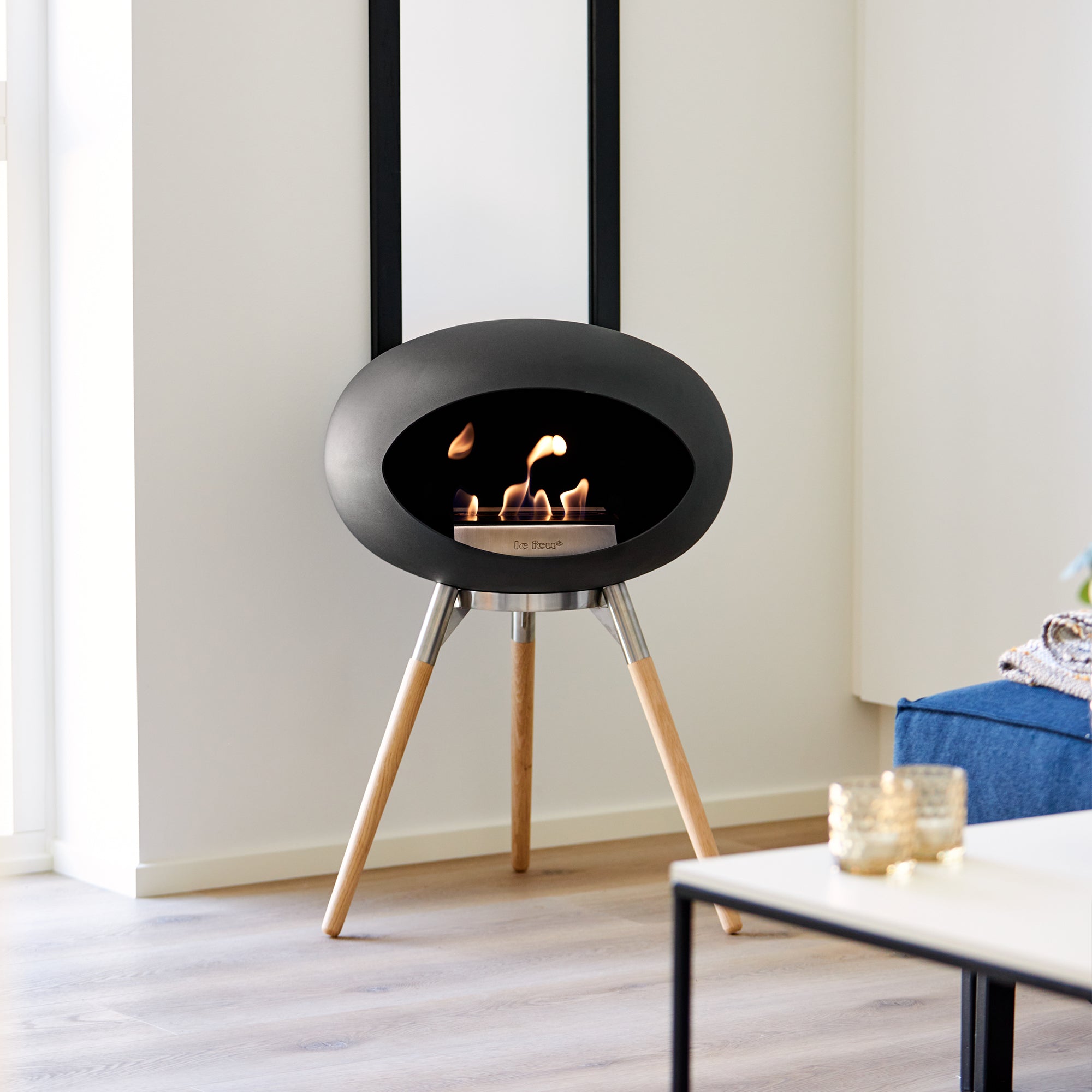 Ground Wood Low Black Bio Fireplace