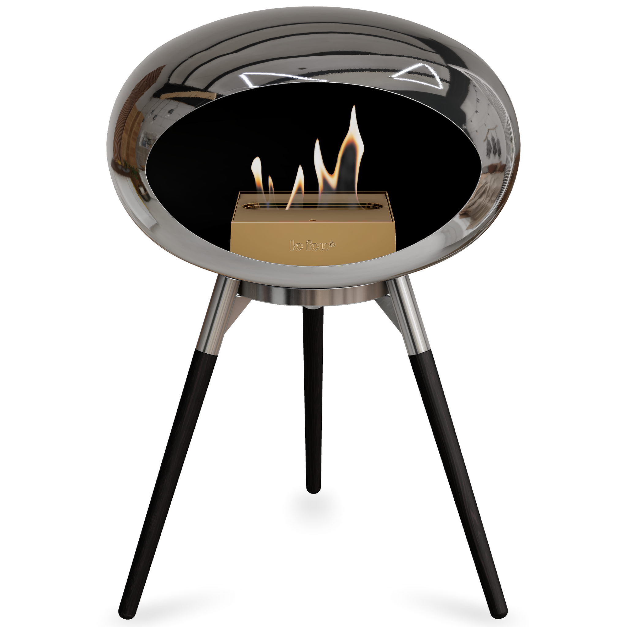 Ground Wood Low Chromed Silver Bio Fireplace