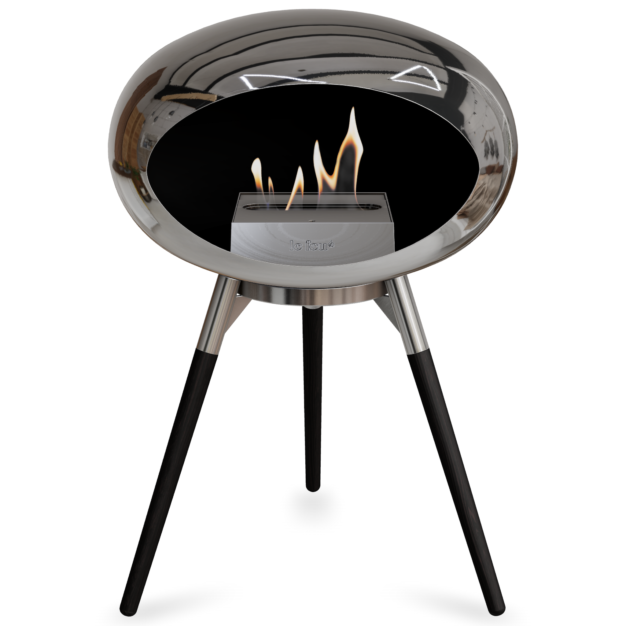 Ground Wood Low Chromed Silver Bio Fireplace