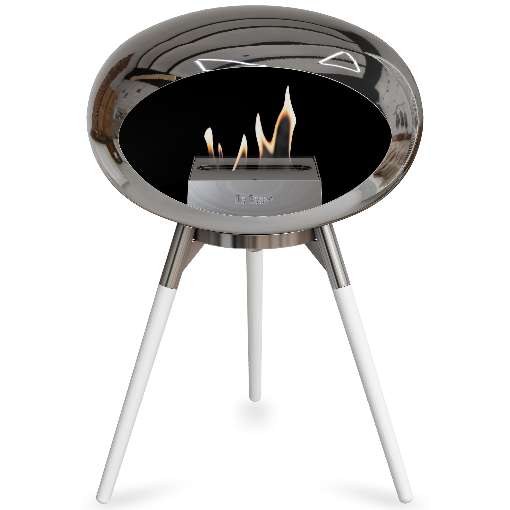 Ground Wood Low Chromed Silver Bio Fireplace