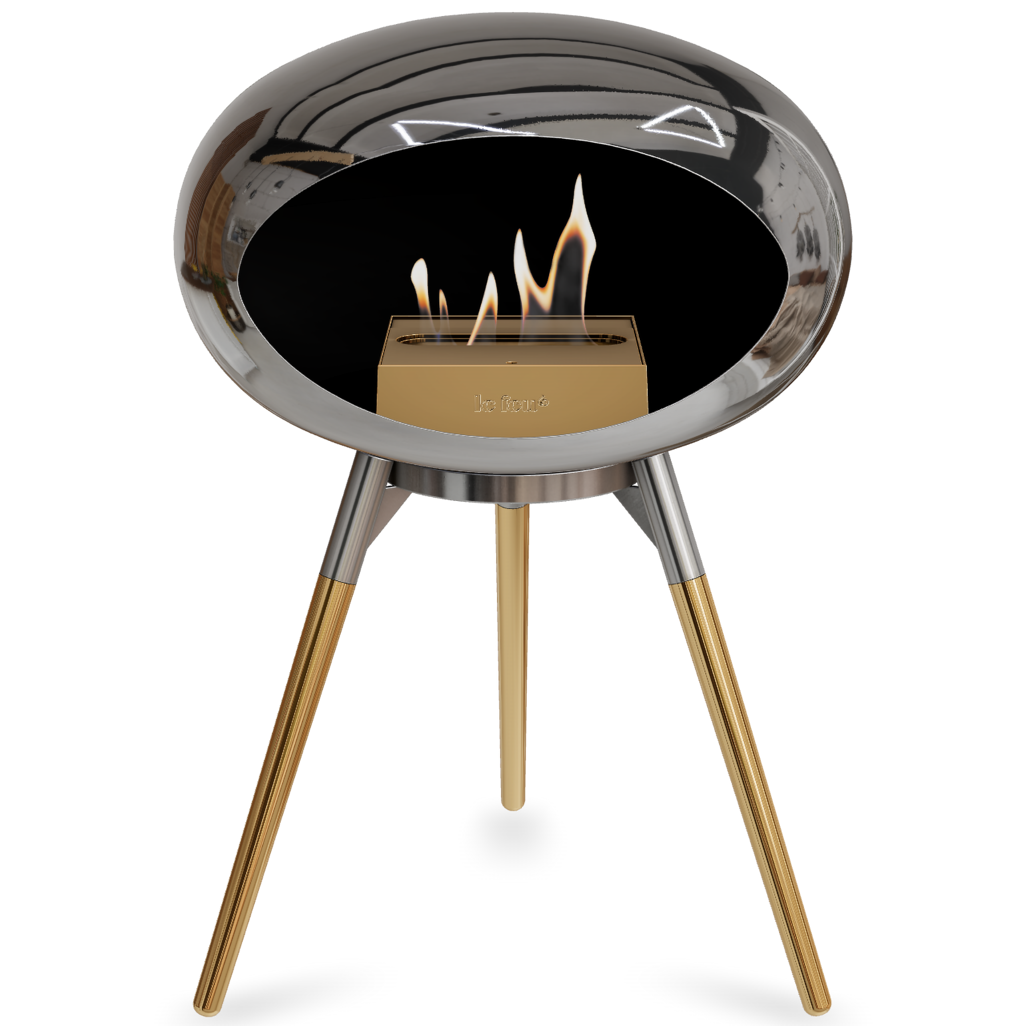 Ground Wood Low Chromed Silver Bio Fireplace