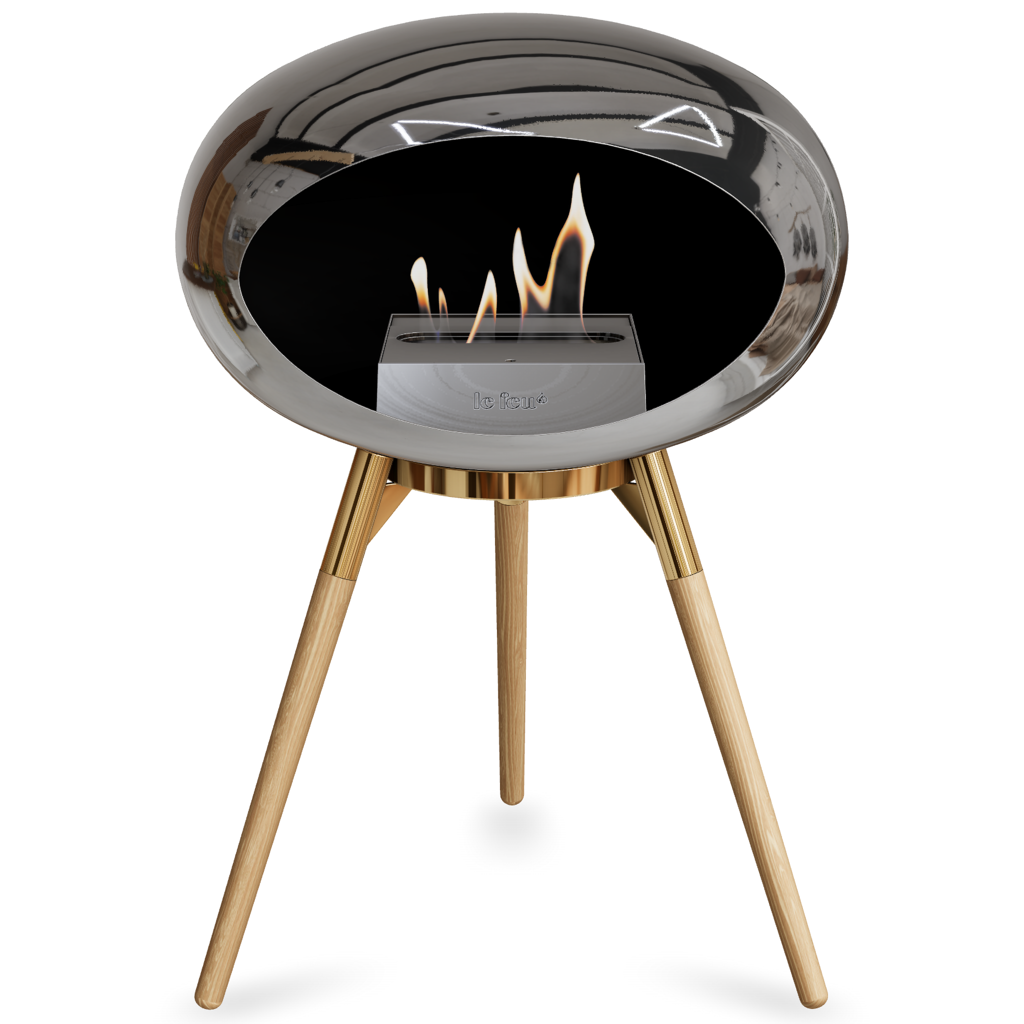 Ground Wood Low Chromed Silver Bio Fireplace