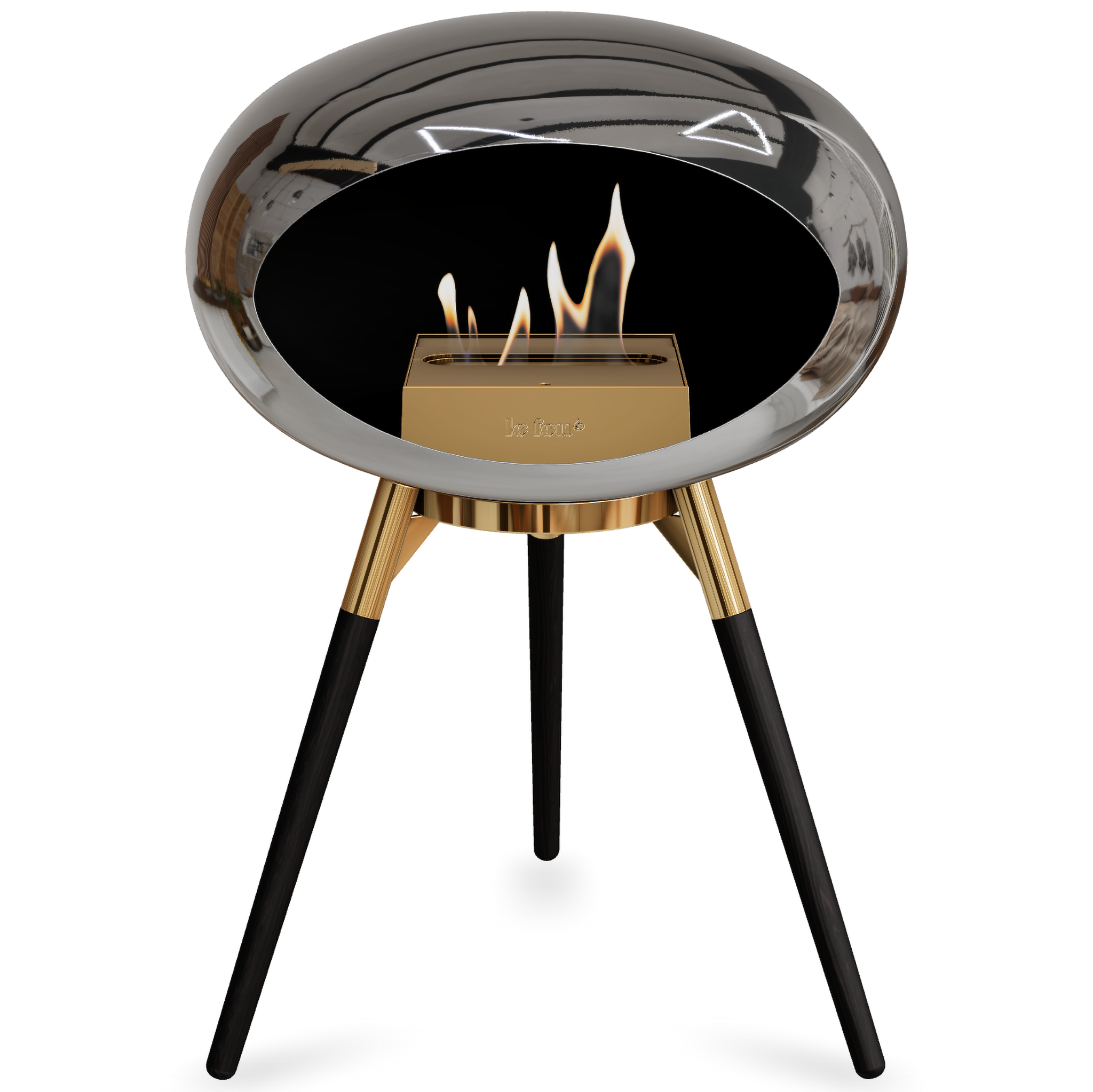Ground Wood Low Chromed Silver Bio Fireplace