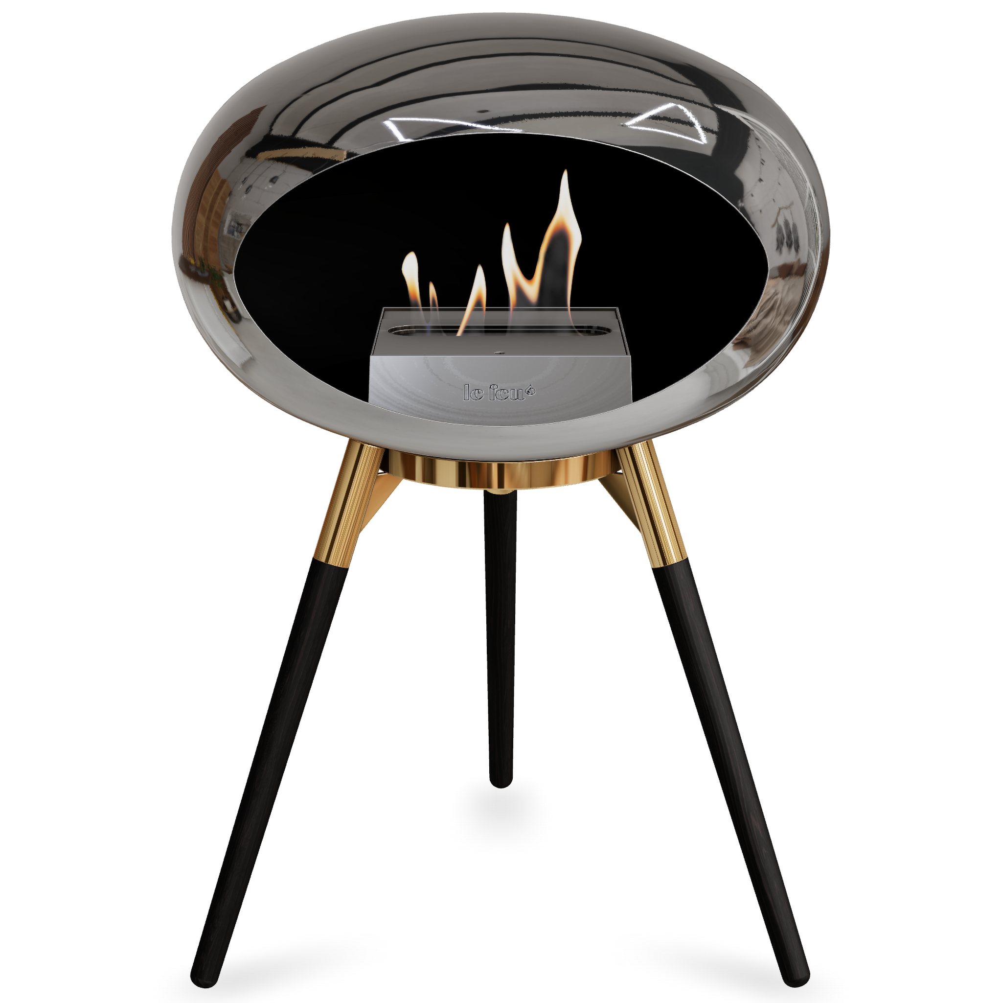 Ground Wood Low Chromed Silver Bio Fireplace