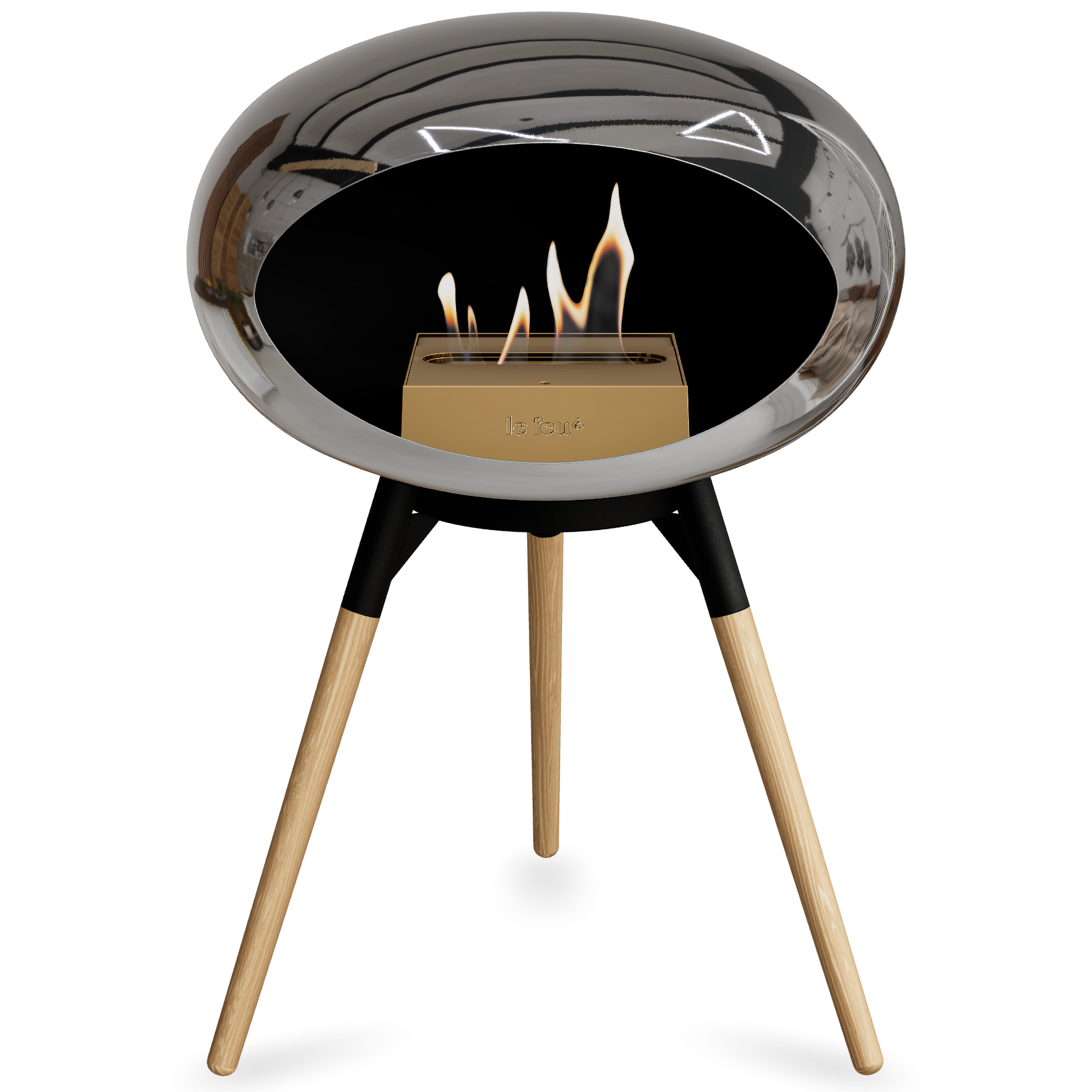 Ground Wood Low Chromed Silver Bio Fireplace