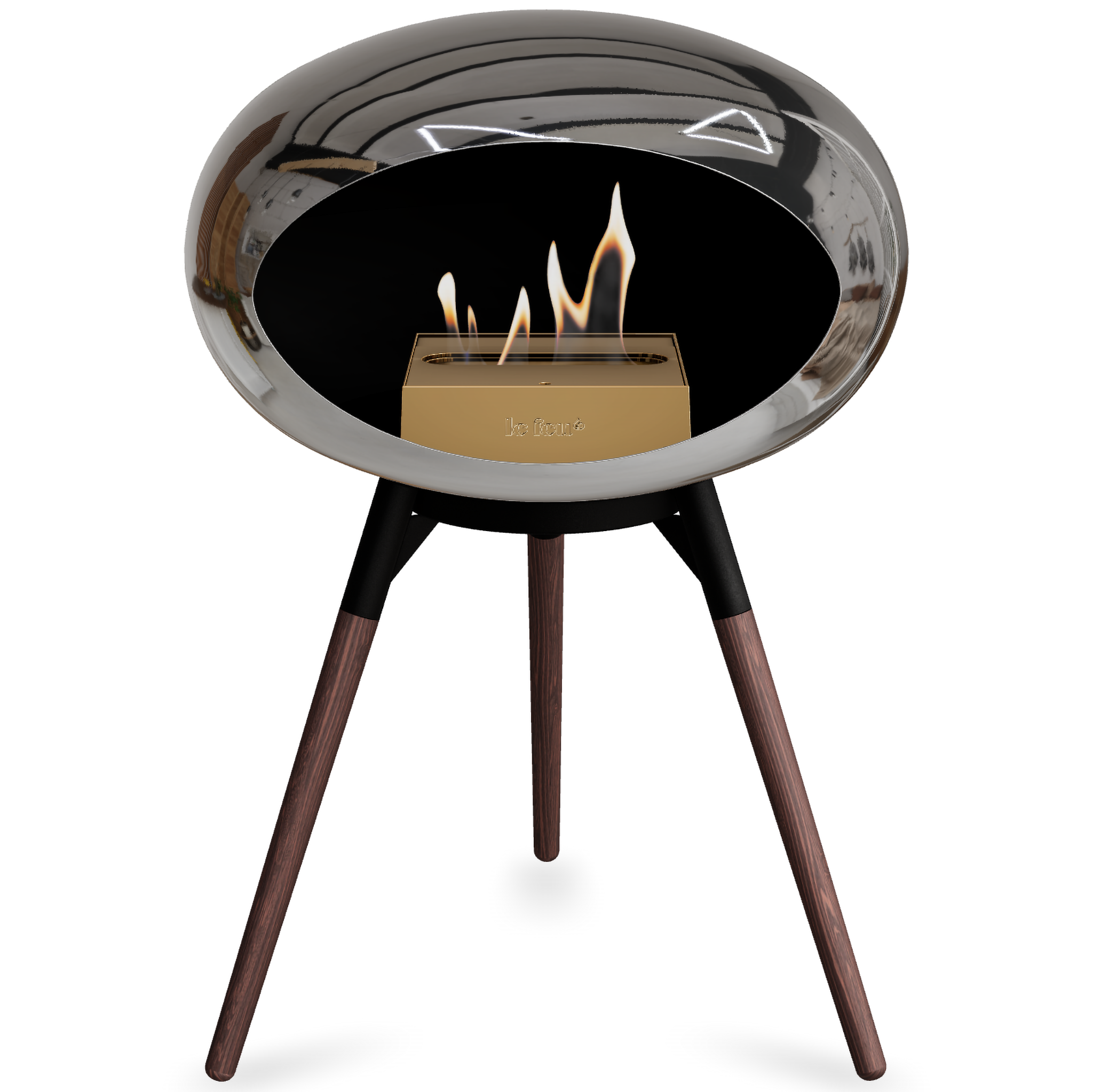 Ground Wood Low Chromed Silver Bio Fireplace