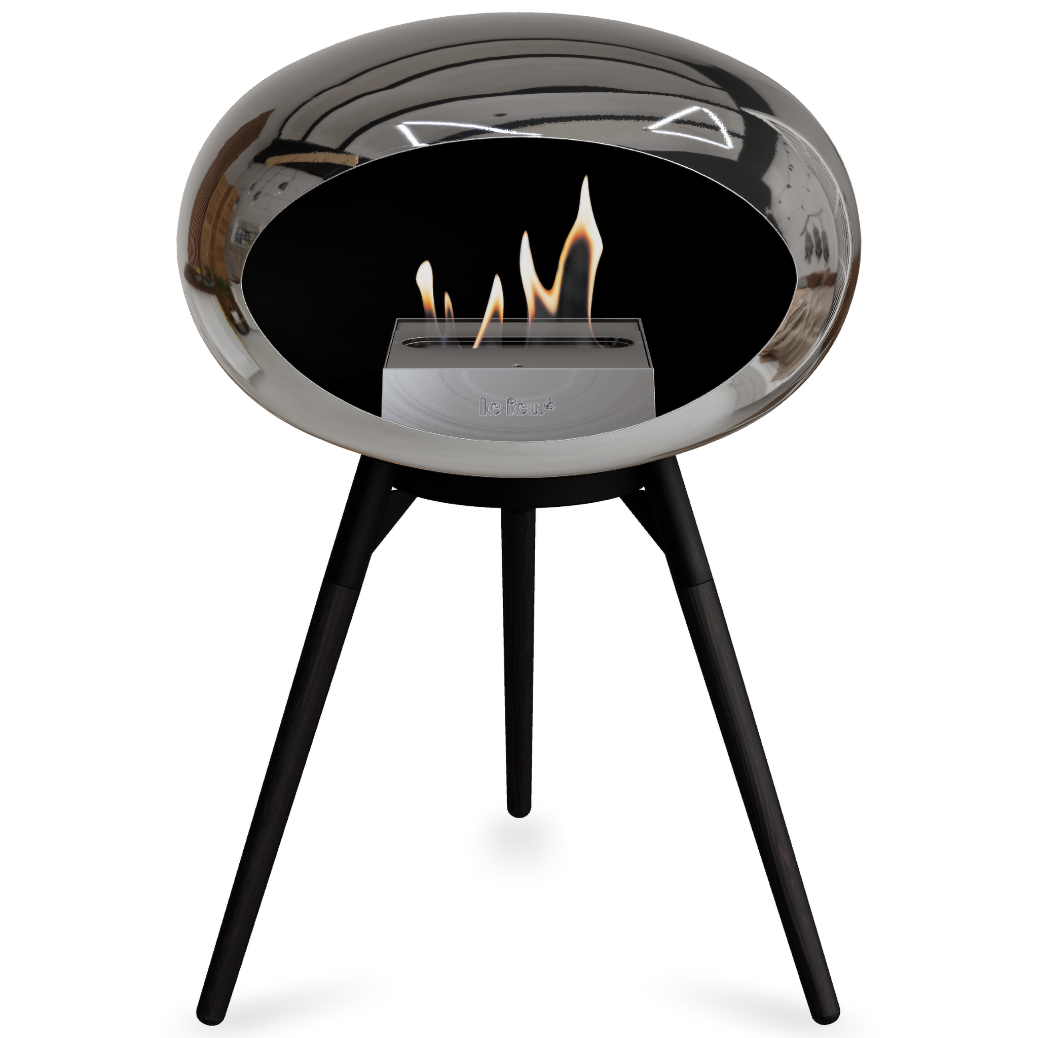 Ground Wood Low Chromed Silver Bio Fireplace