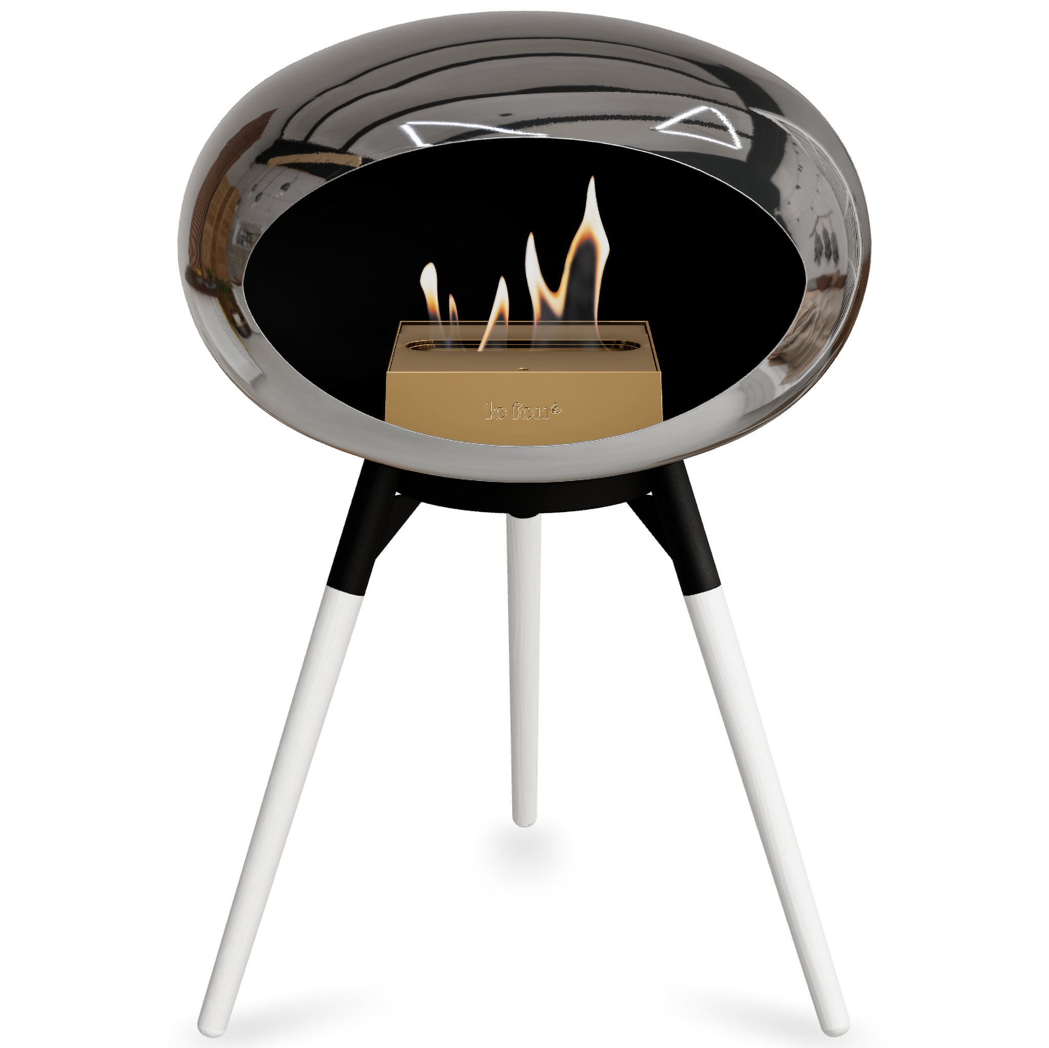 Ground Wood Low Chromed Silver Bio Fireplace
