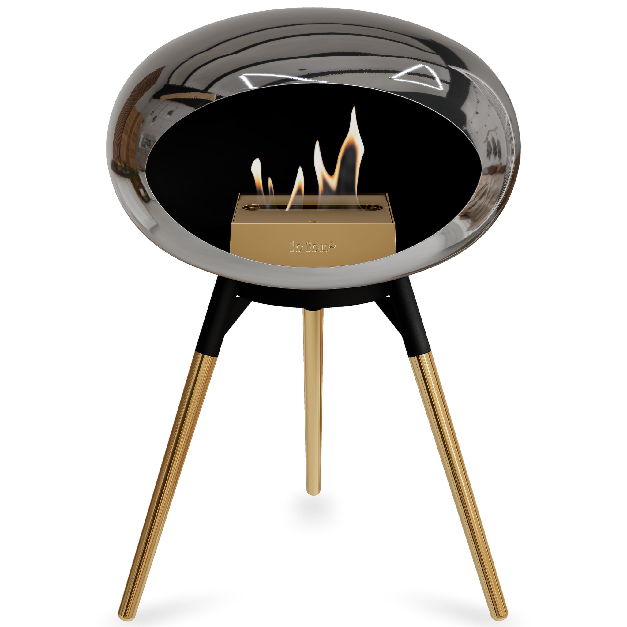 Ground Wood Low Chromed Silver Bio Fireplace