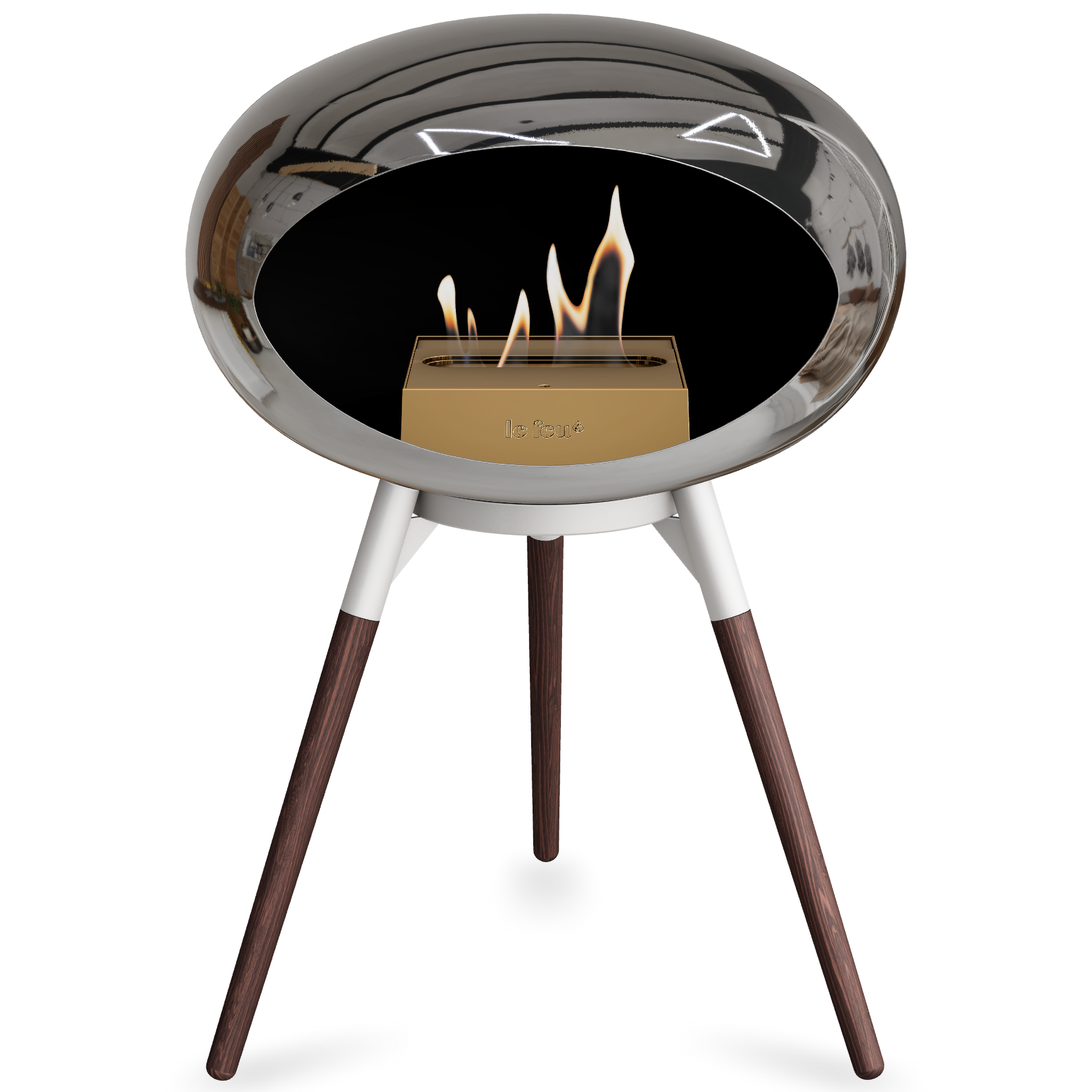 Ground Wood Low Chromed Silver Bio Fireplace