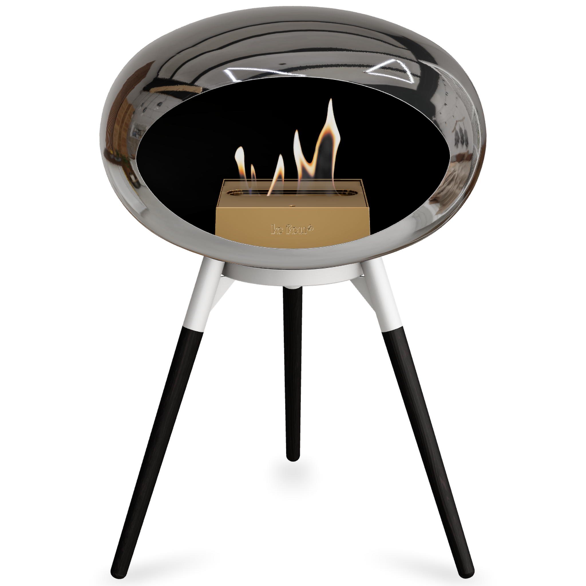 Ground Wood Low Chromed Silver Bio Fireplace