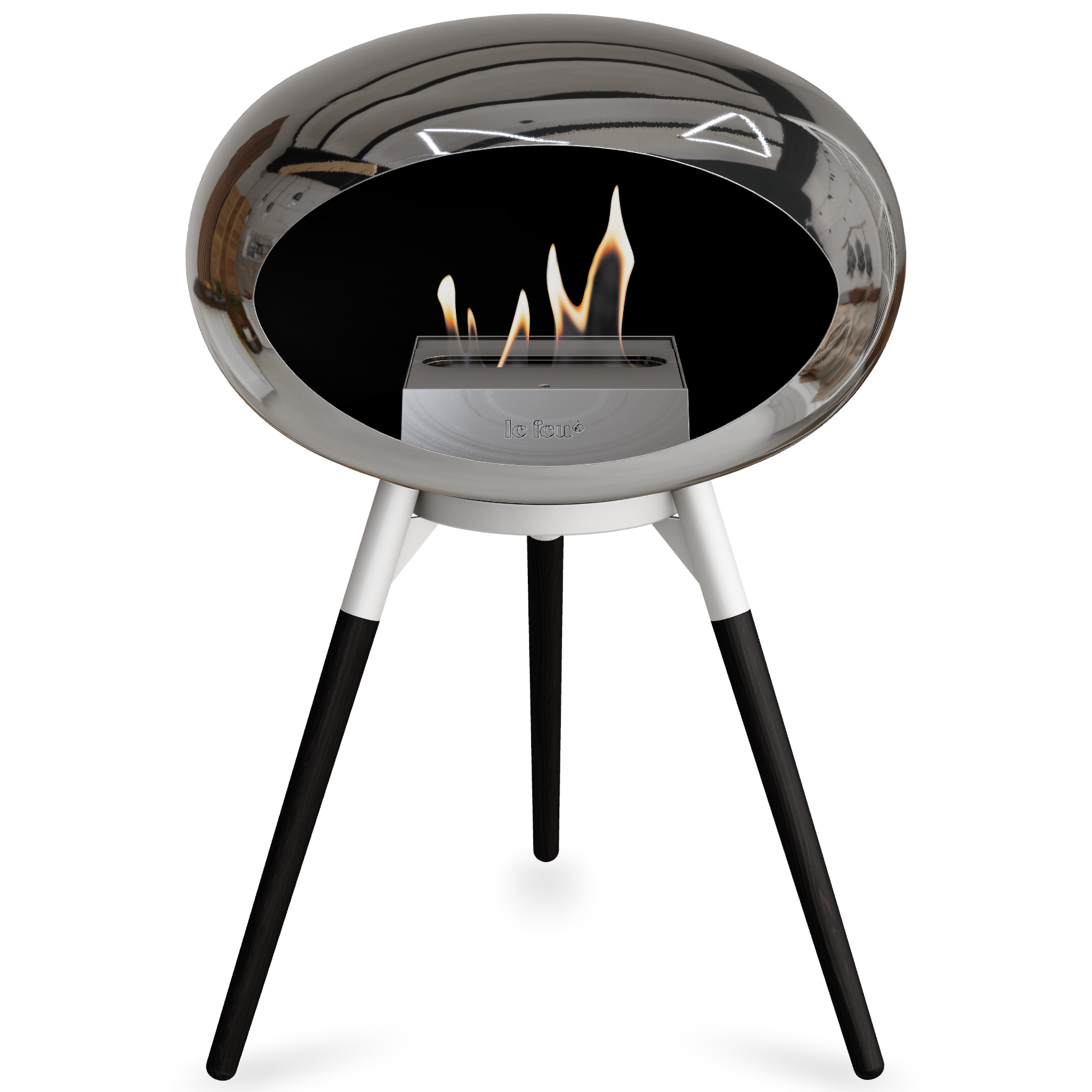 Ground Wood Low Chromed Silver Bio Fireplace