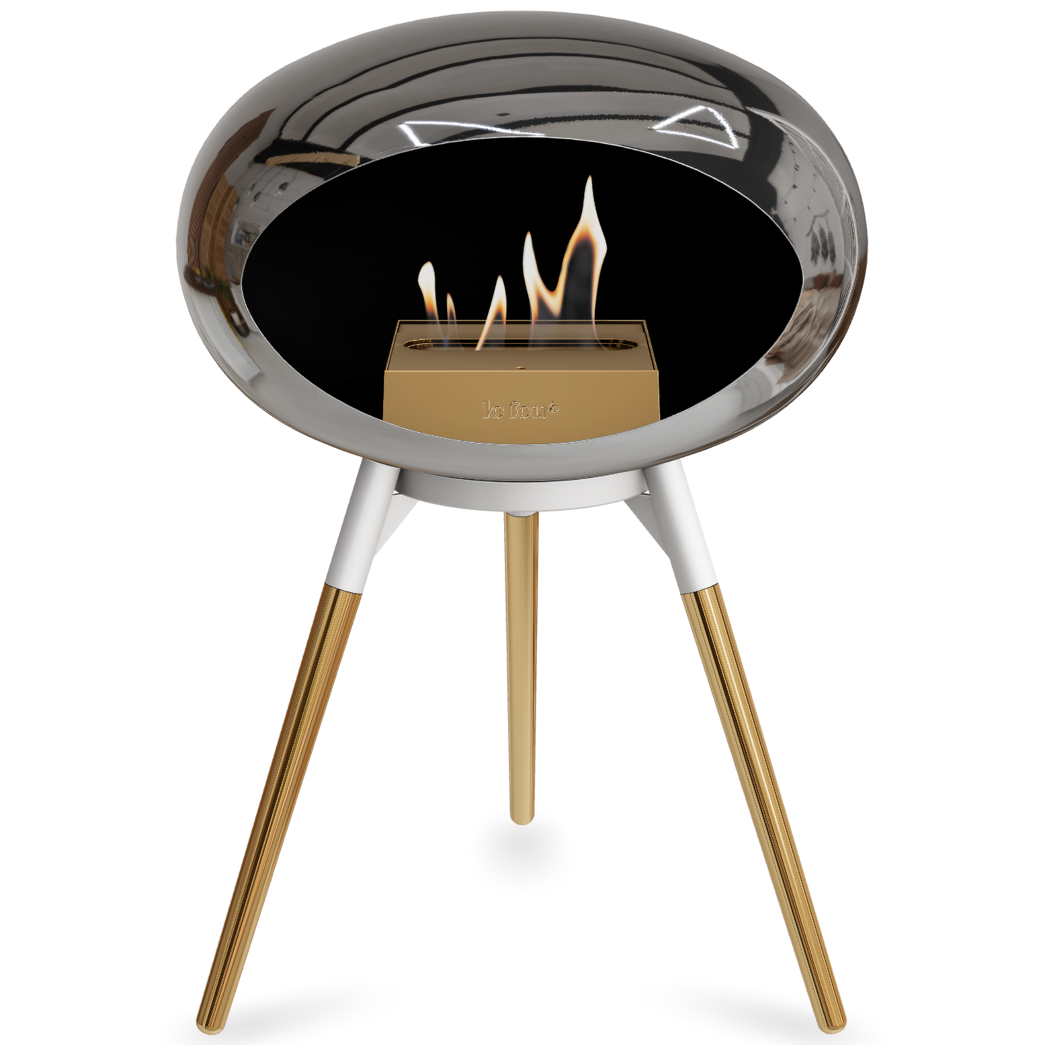 Ground Wood Low Chromed Silver Bio Fireplace