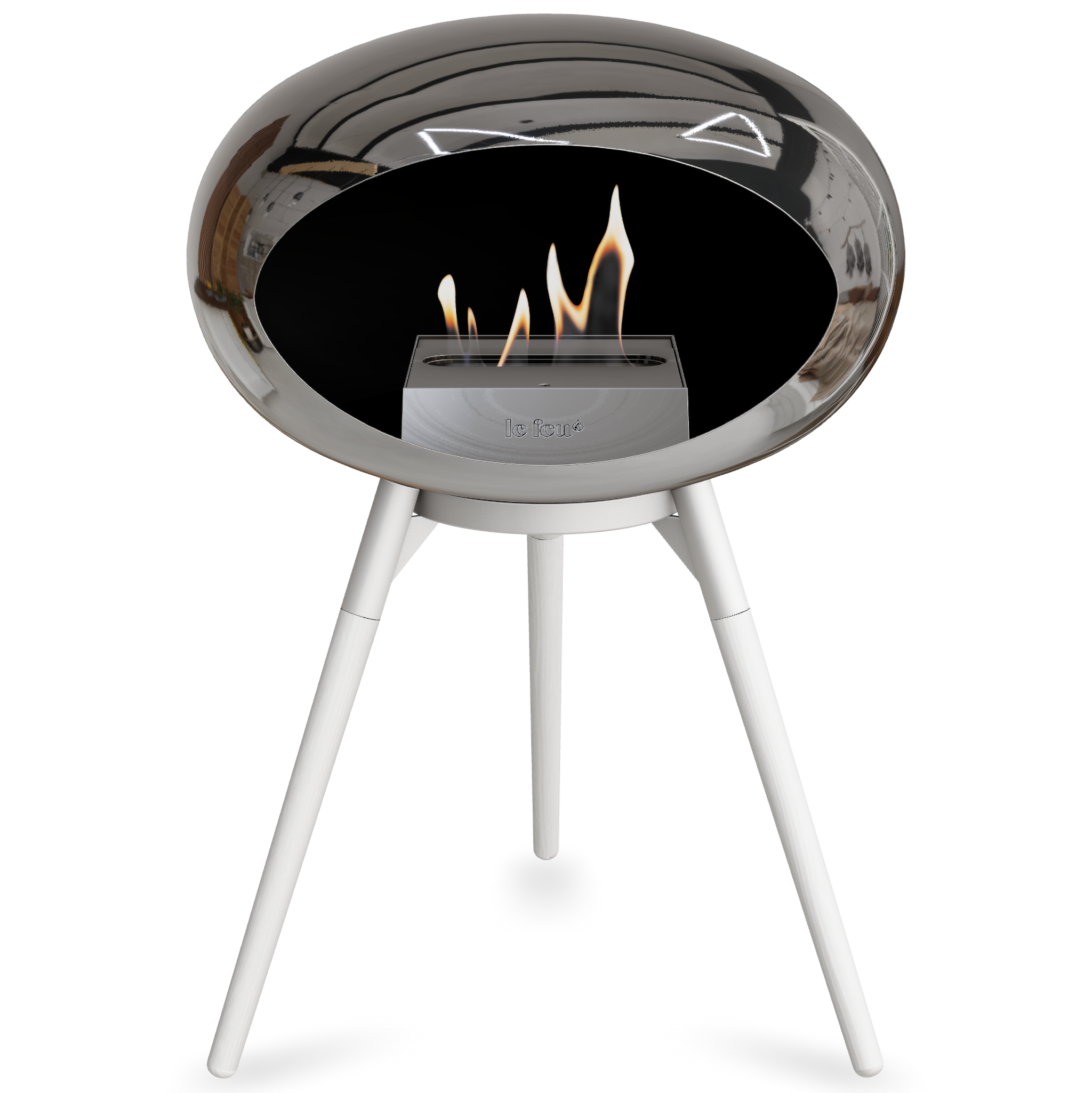 Ground Wood Low Chromed Silver Bio Fireplace