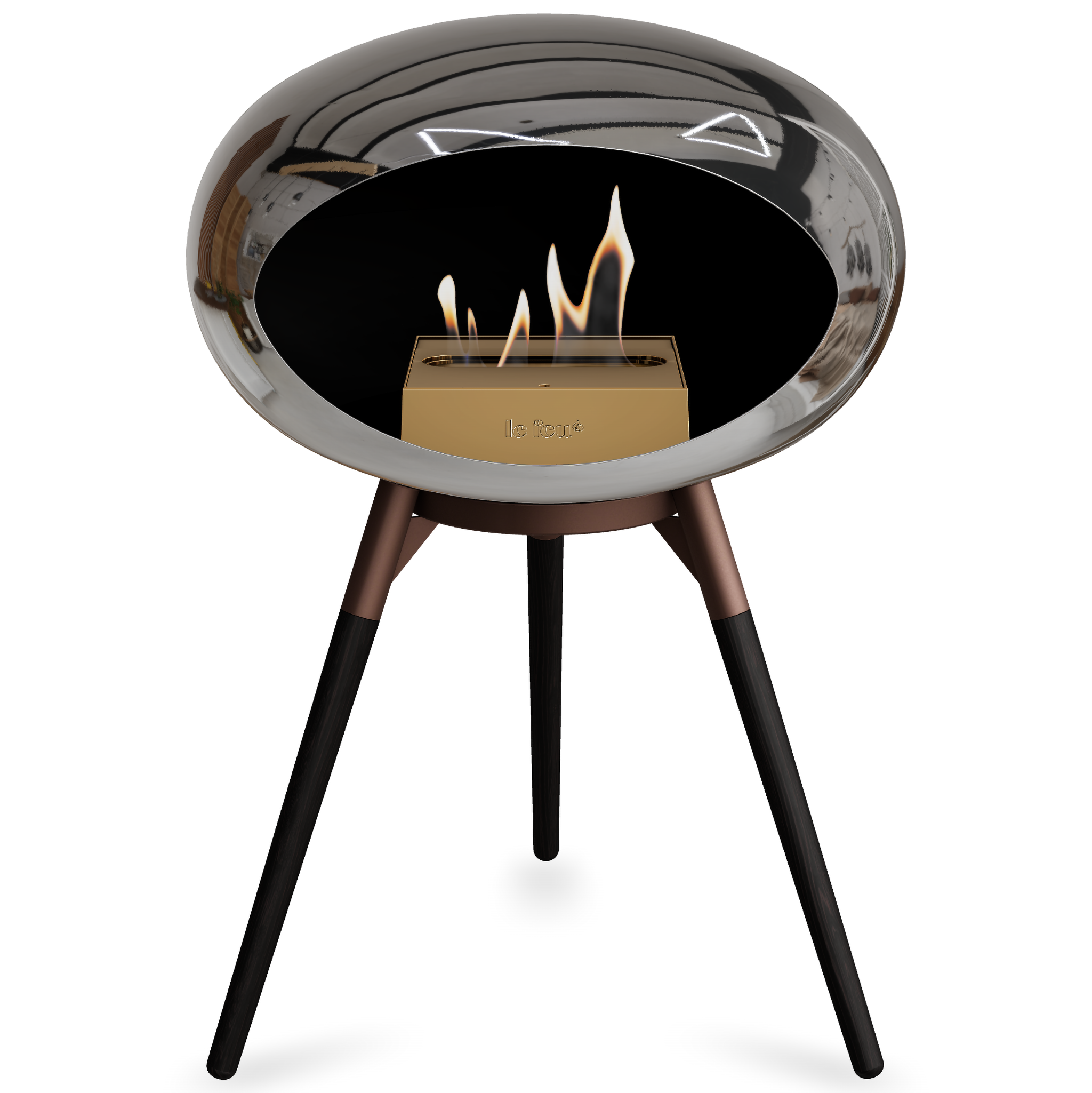 Ground Wood Low Chromed Silver Bio Fireplace