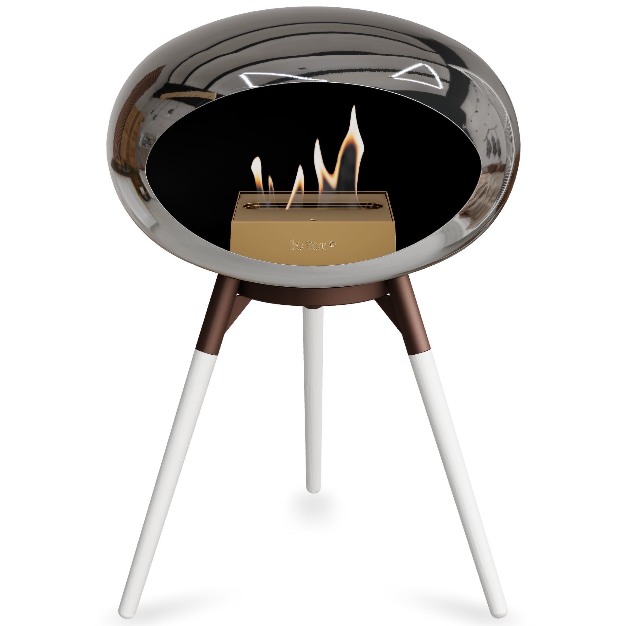 Ground Wood Low Chromed Silver Bio Fireplace