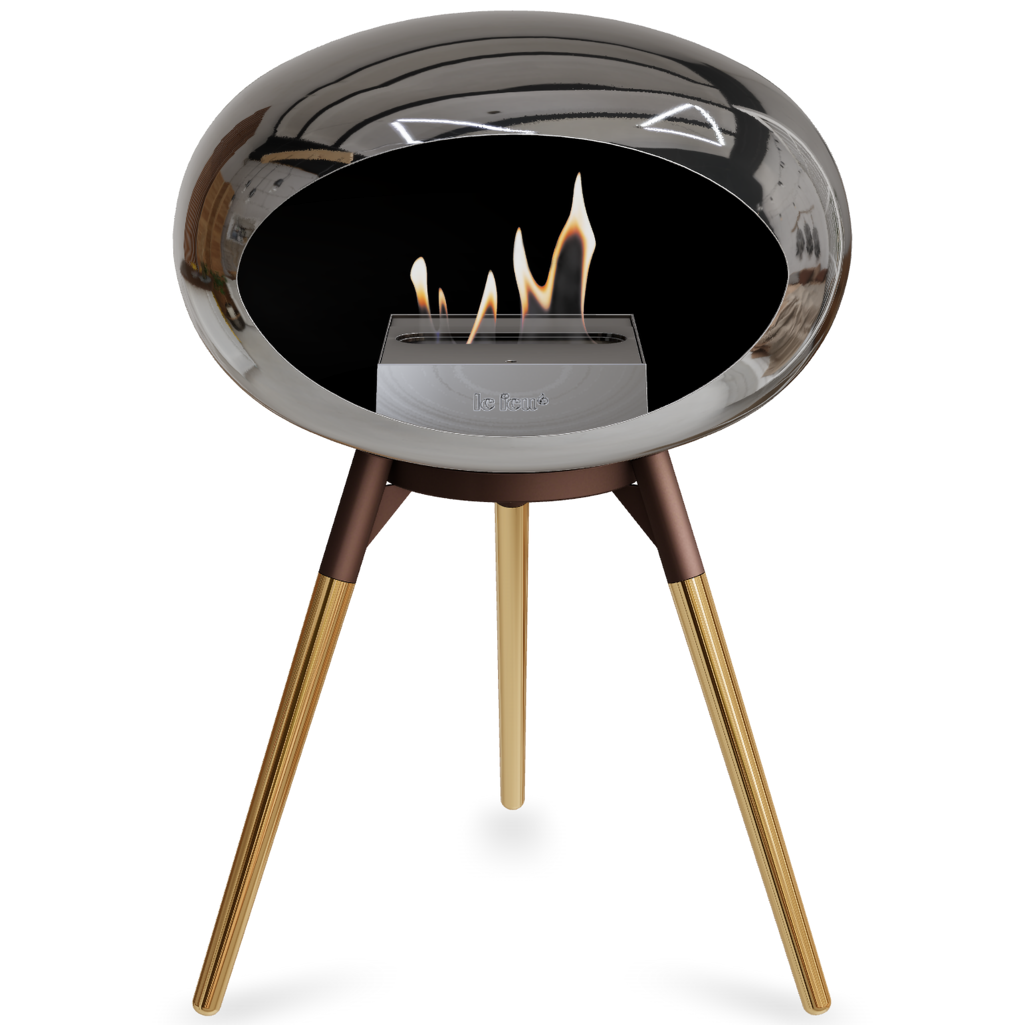 Ground Wood Low Chromed Silver Bio Fireplace