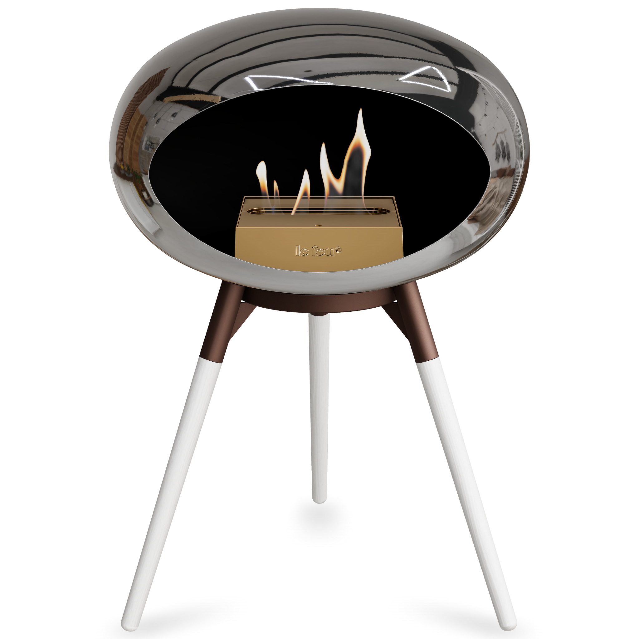 Ground Wood Low Chromed Silver Bio Fireplace