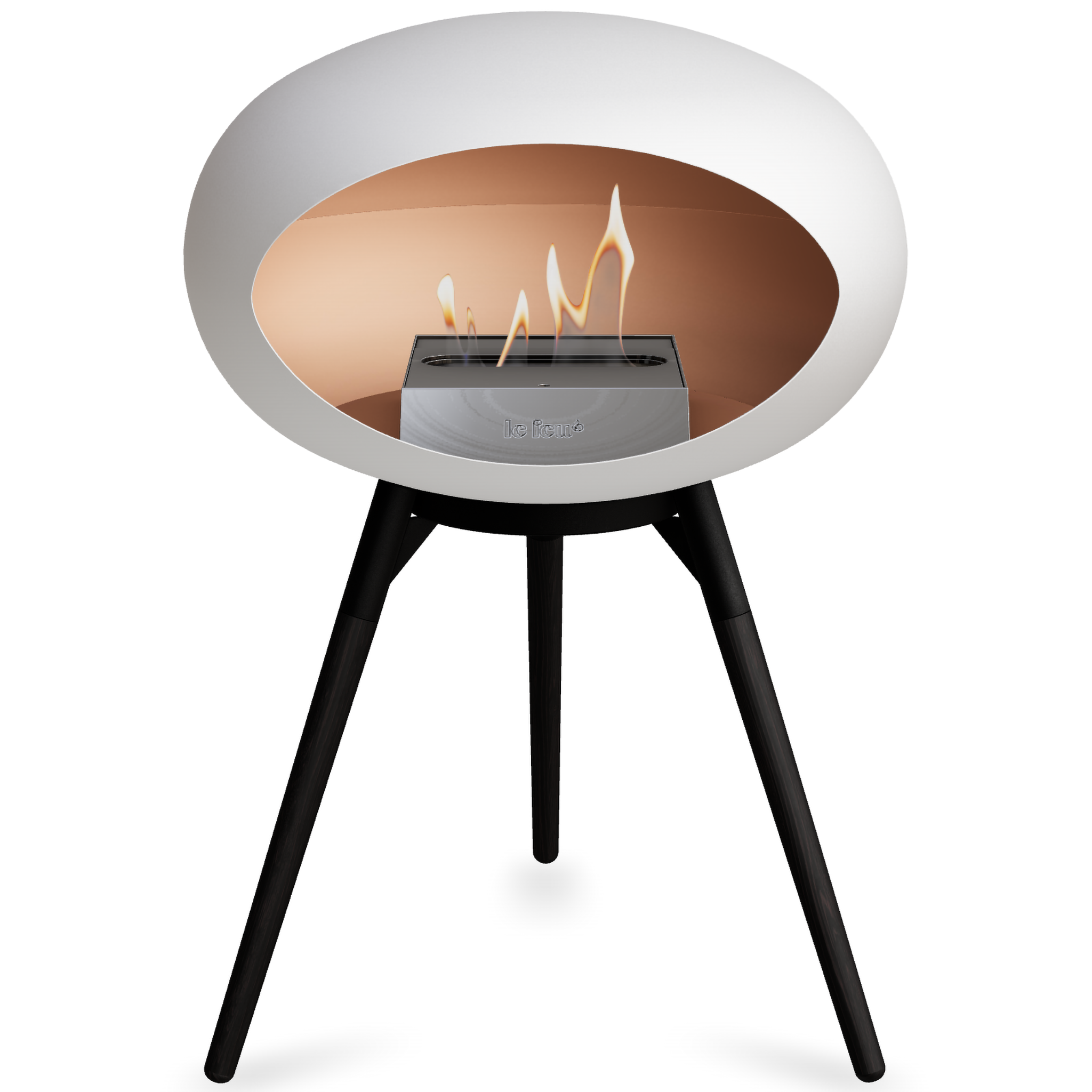 Ground Wood Low White Bio Fireplace