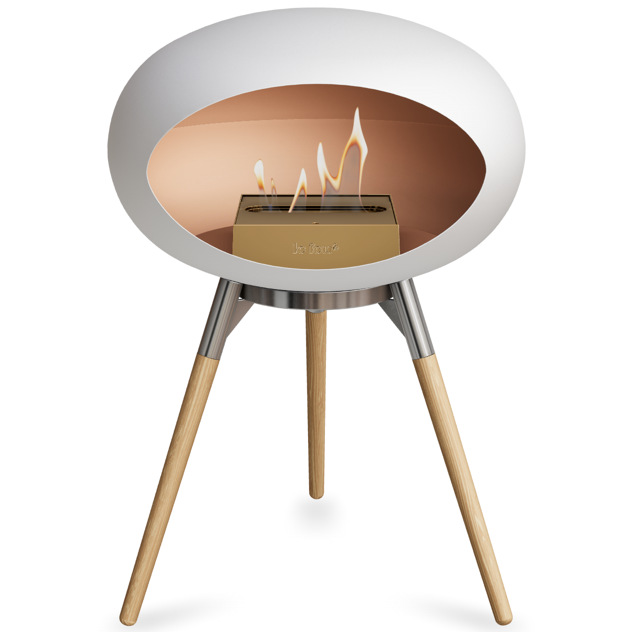 Ground Wood Low White Bio Fireplace