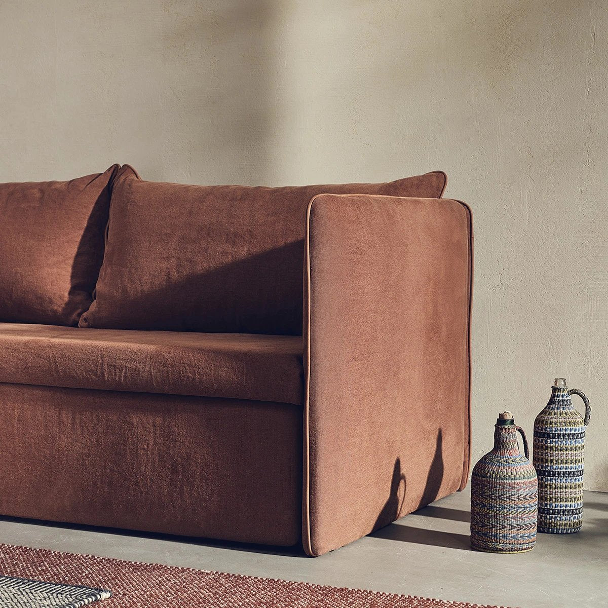 Twin Sofa Bed with Backrest and Armrests