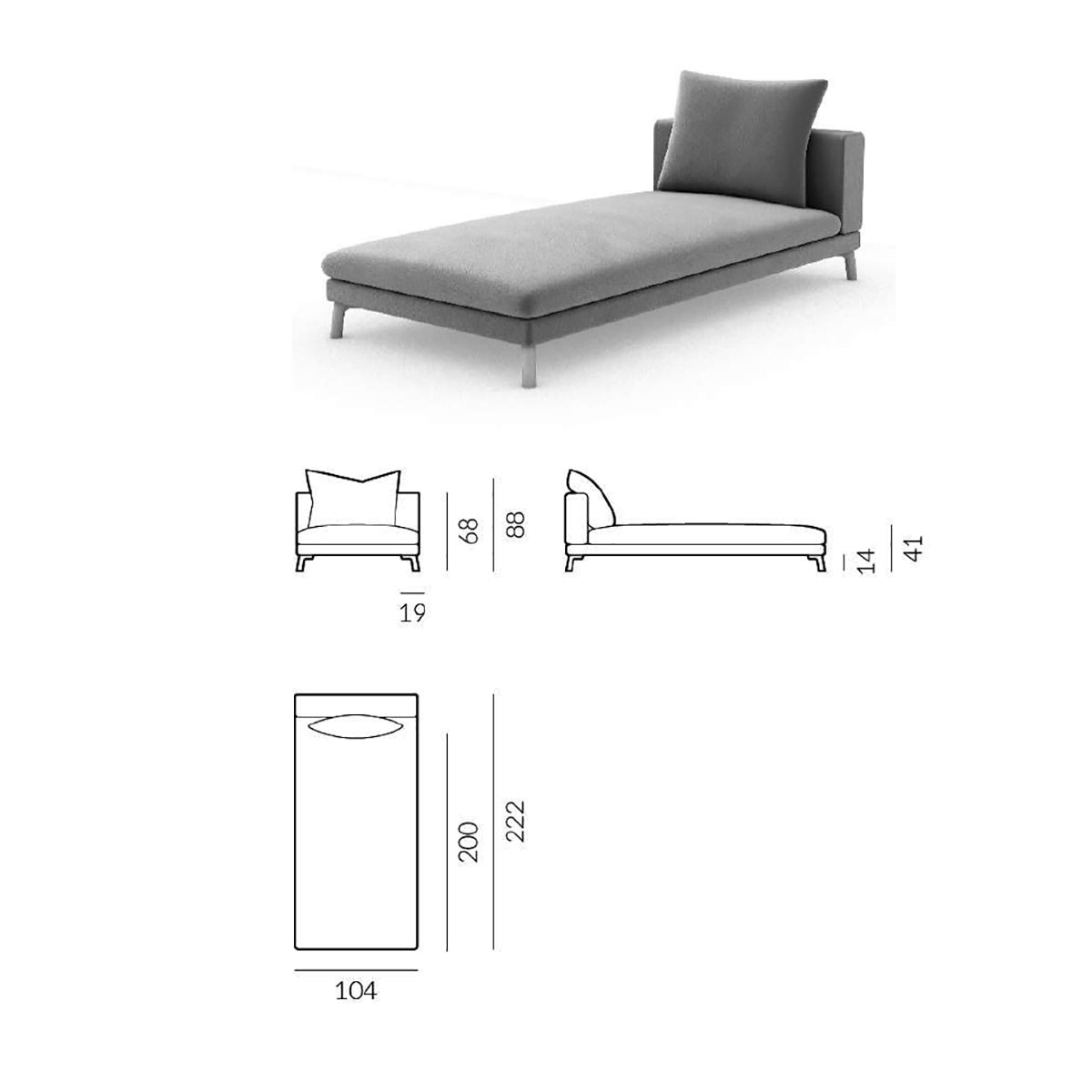 Melisa Chaise Longue without Armrests