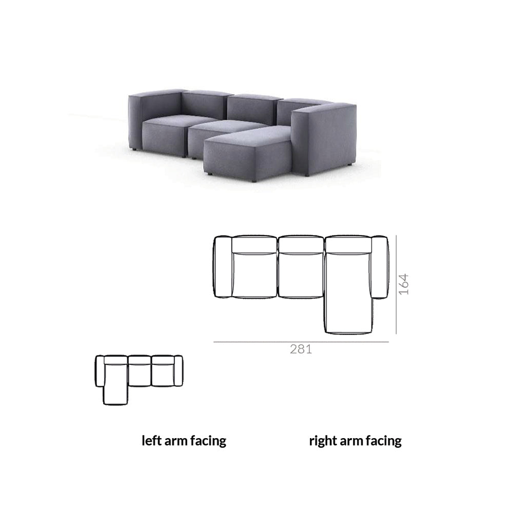 Dune Modular Sofa with Chaise Longue