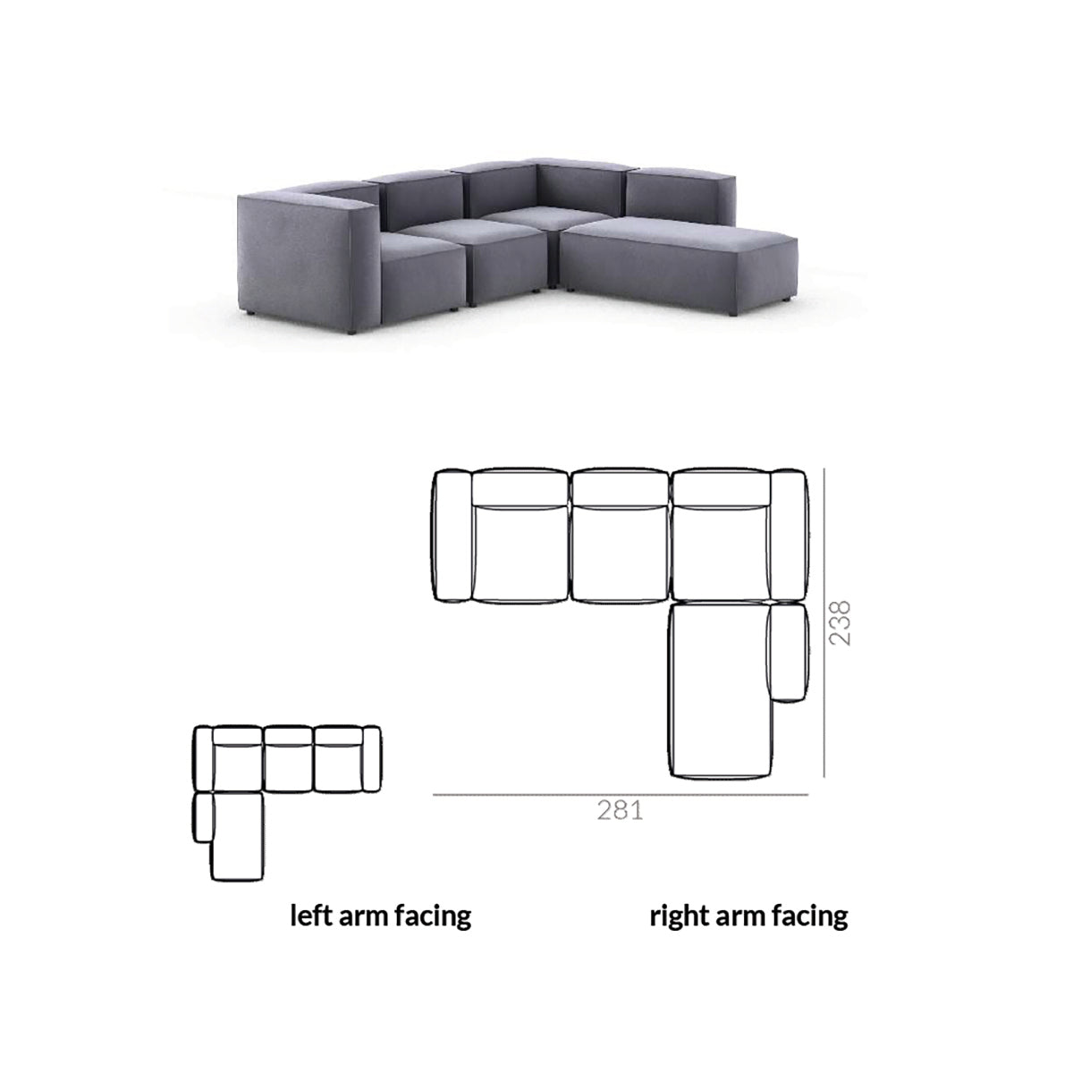 Dune Modular Sofa with Chaise Longue