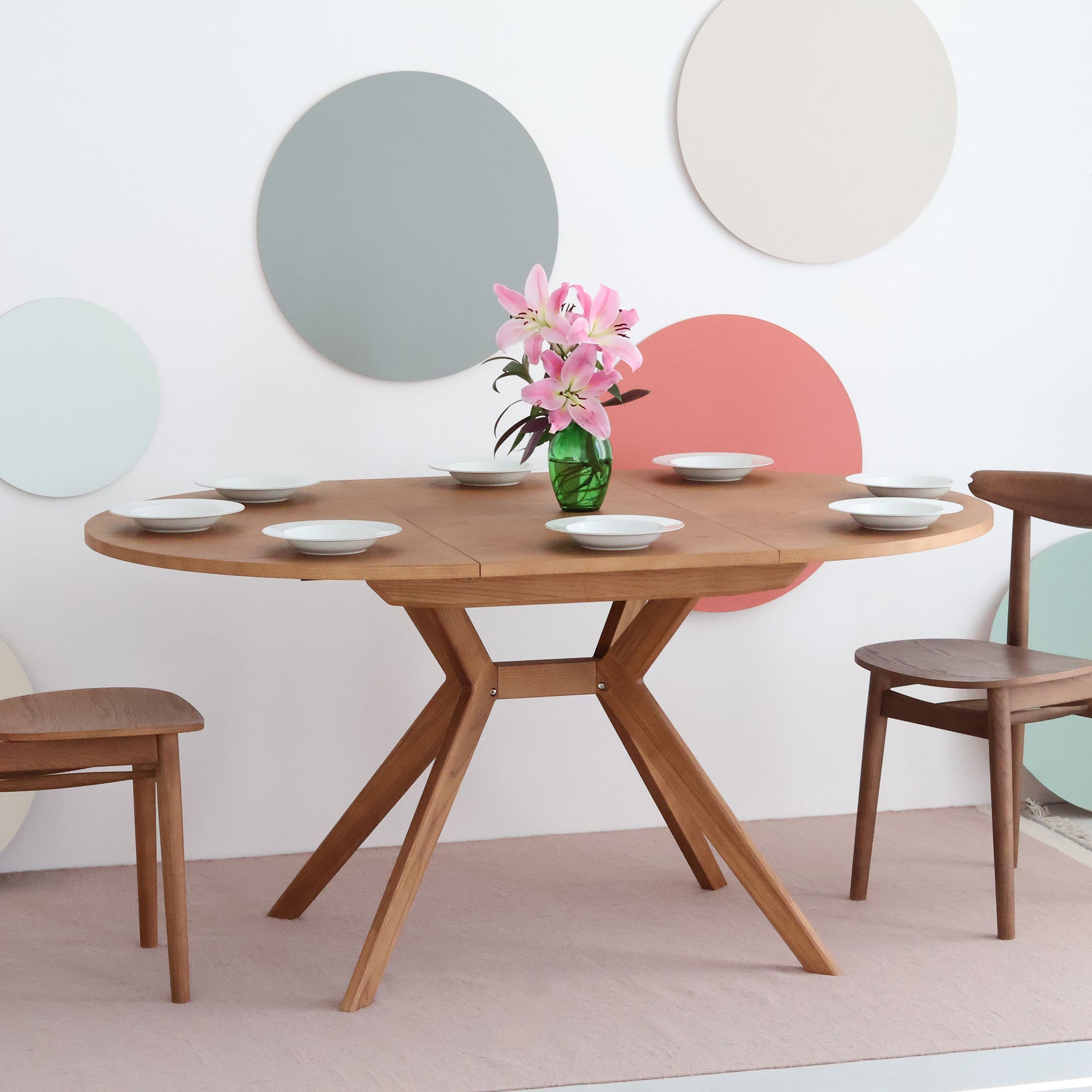 Biju Round Veneered Extendable Dining Table