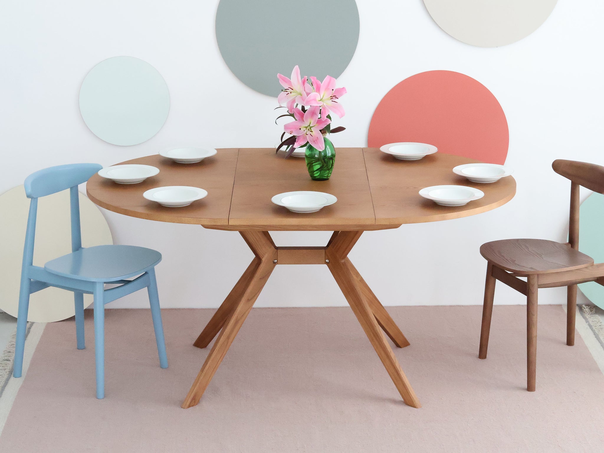 Biju Round Veneered Extendable Dining Table