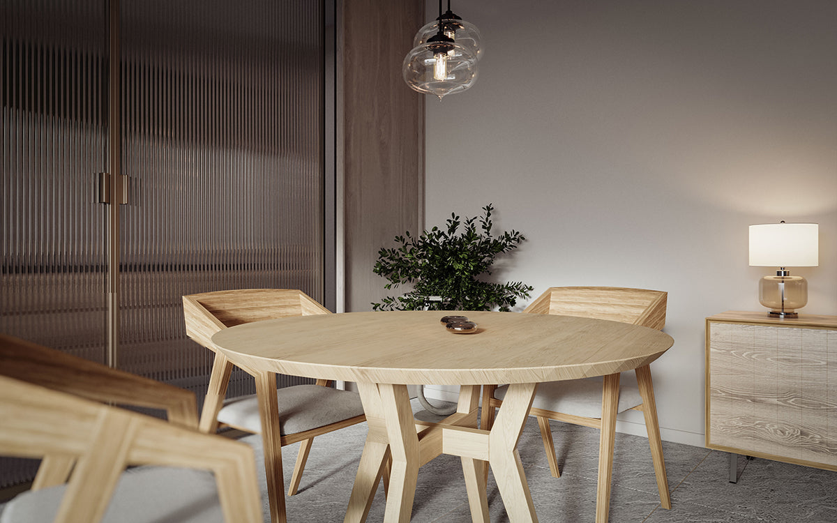 Piko Oak Round Dining Table - WOO .Design