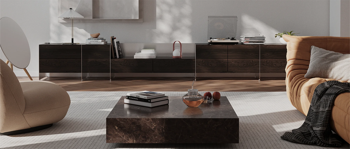 Aloox Set 4 Oak Wood Cabinet