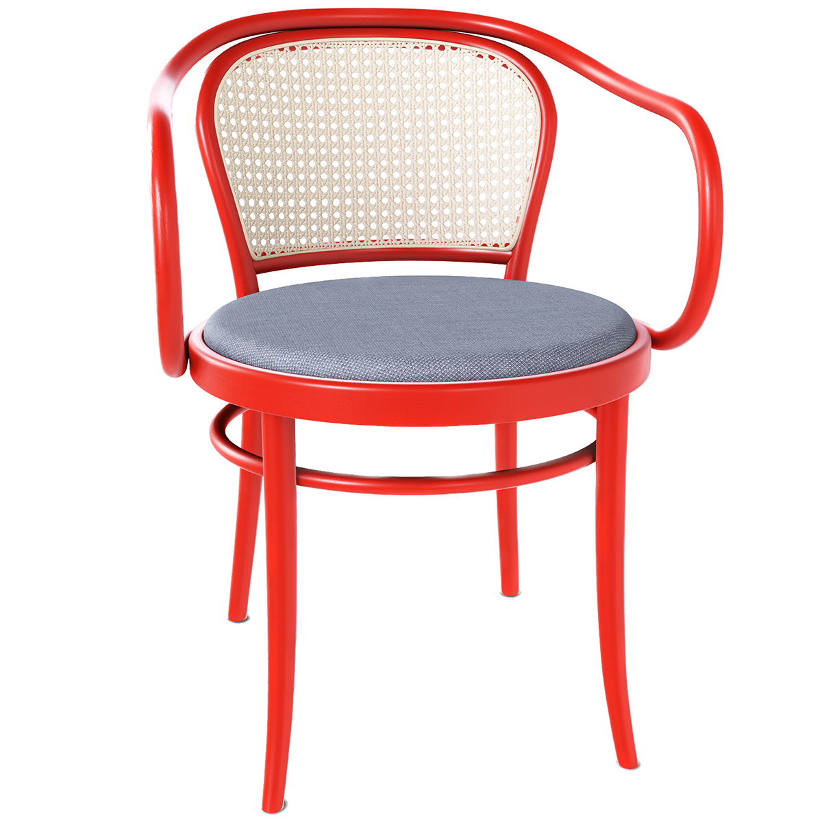 33 Upholstered Seat Mesh/Cane Back Armchair - WOO .Design